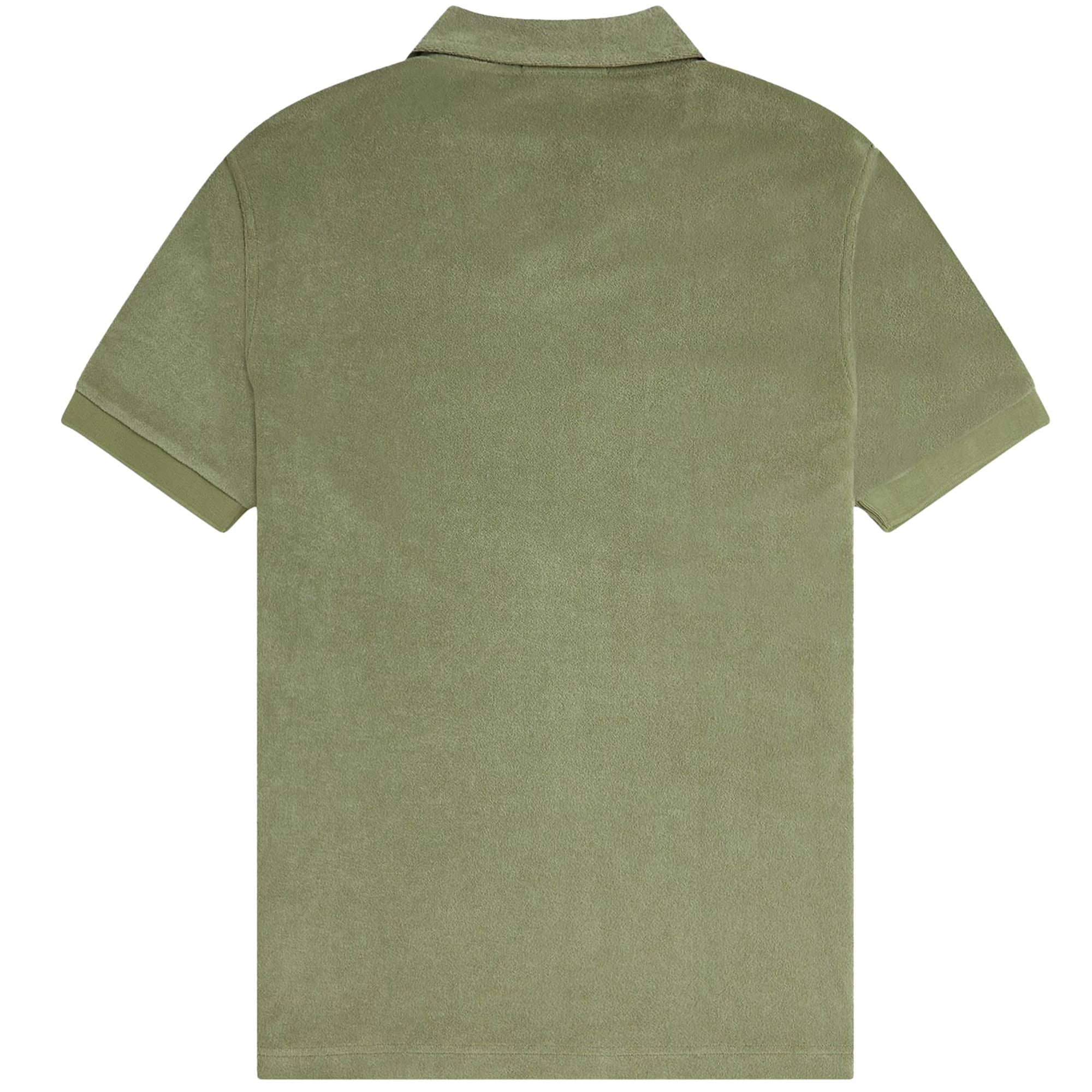 Fred Perry Open Collar Towelling Polo Shirt - Olive Mint