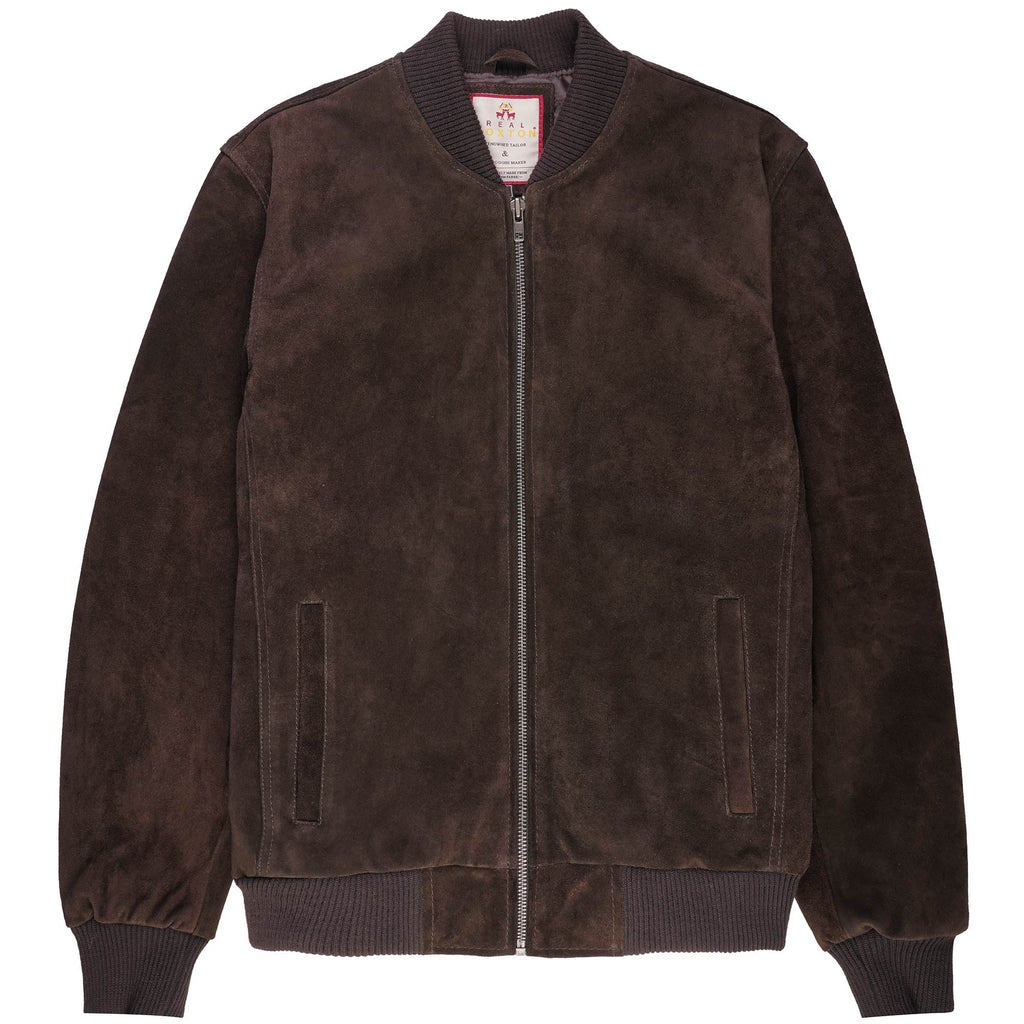Real Hoxton Suede Bomber Jacket - Brown