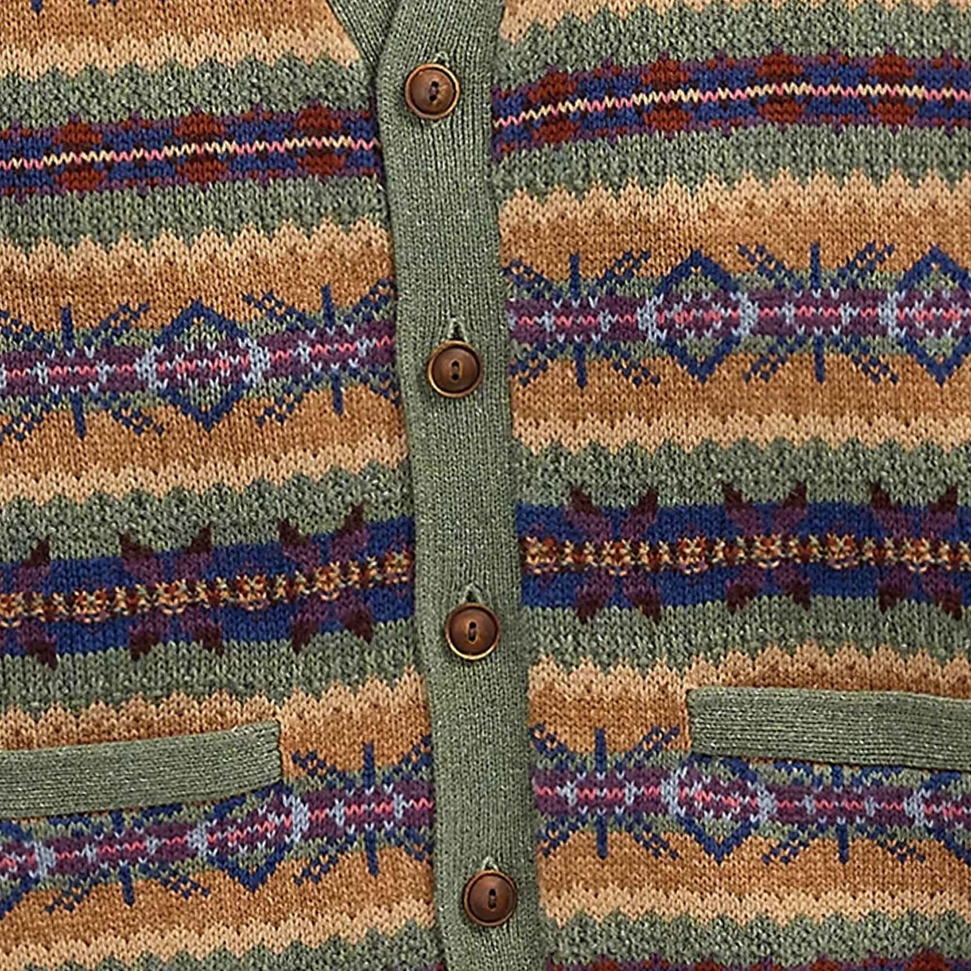 Polo Ralph Lauren Fair Isle Cotton-Blend Cardigan - Green Combo