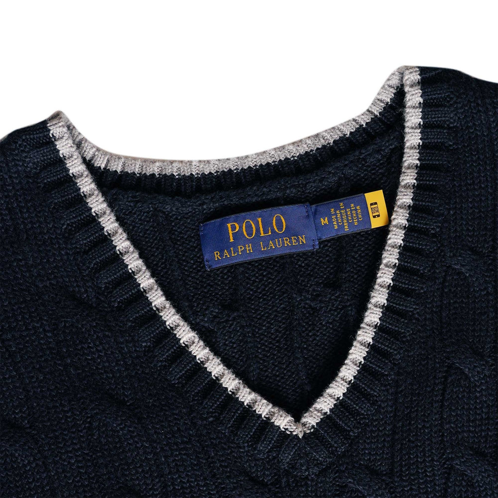 Polo Ralph Lauren Cable-Knit Cotton Sleeveless Jumper - Grey Navy