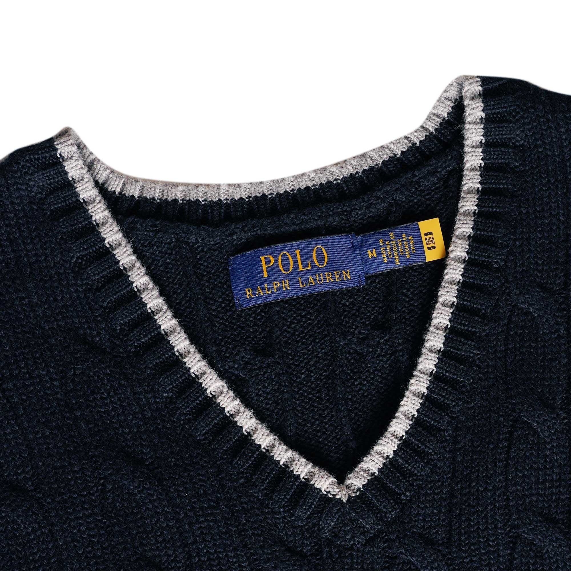 Polo Ralph Lauren Cable-Knit Cotton Sleeveless Jumper - Grey Navy