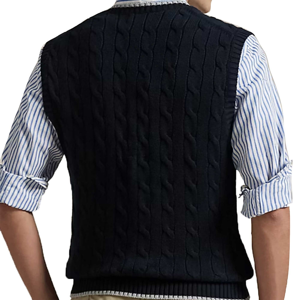 Polo Ralph Lauren Cable-Knit Cotton Sleeveless Jumper - Grey Navy