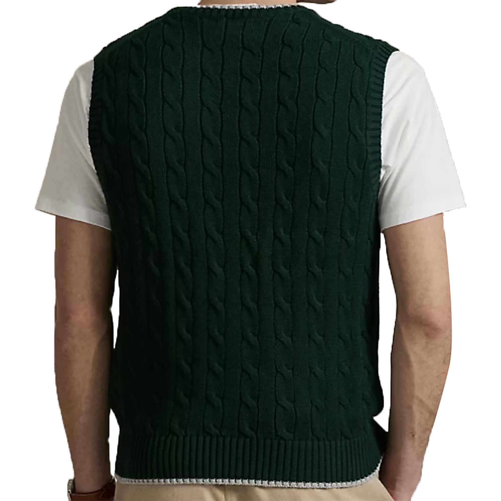 Polo Ralph Lauren Cable-Knit Cotton Sleeveless Jumper - College Green