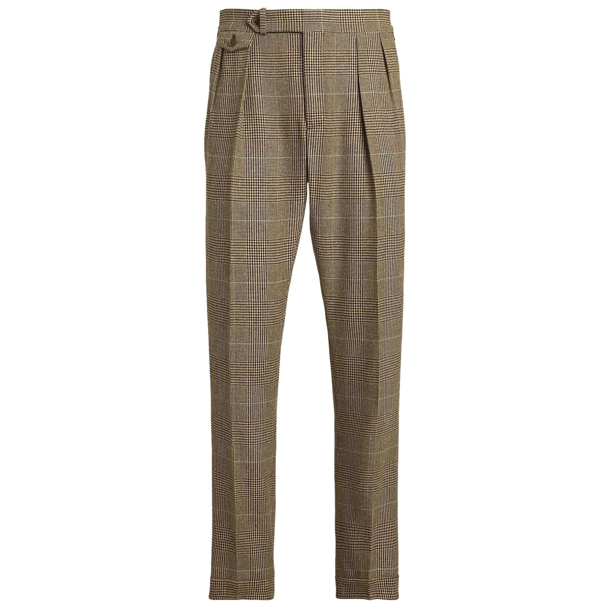 Polo Ralph Lauren Pleated Glen Plaid Suit Trousers - Brown