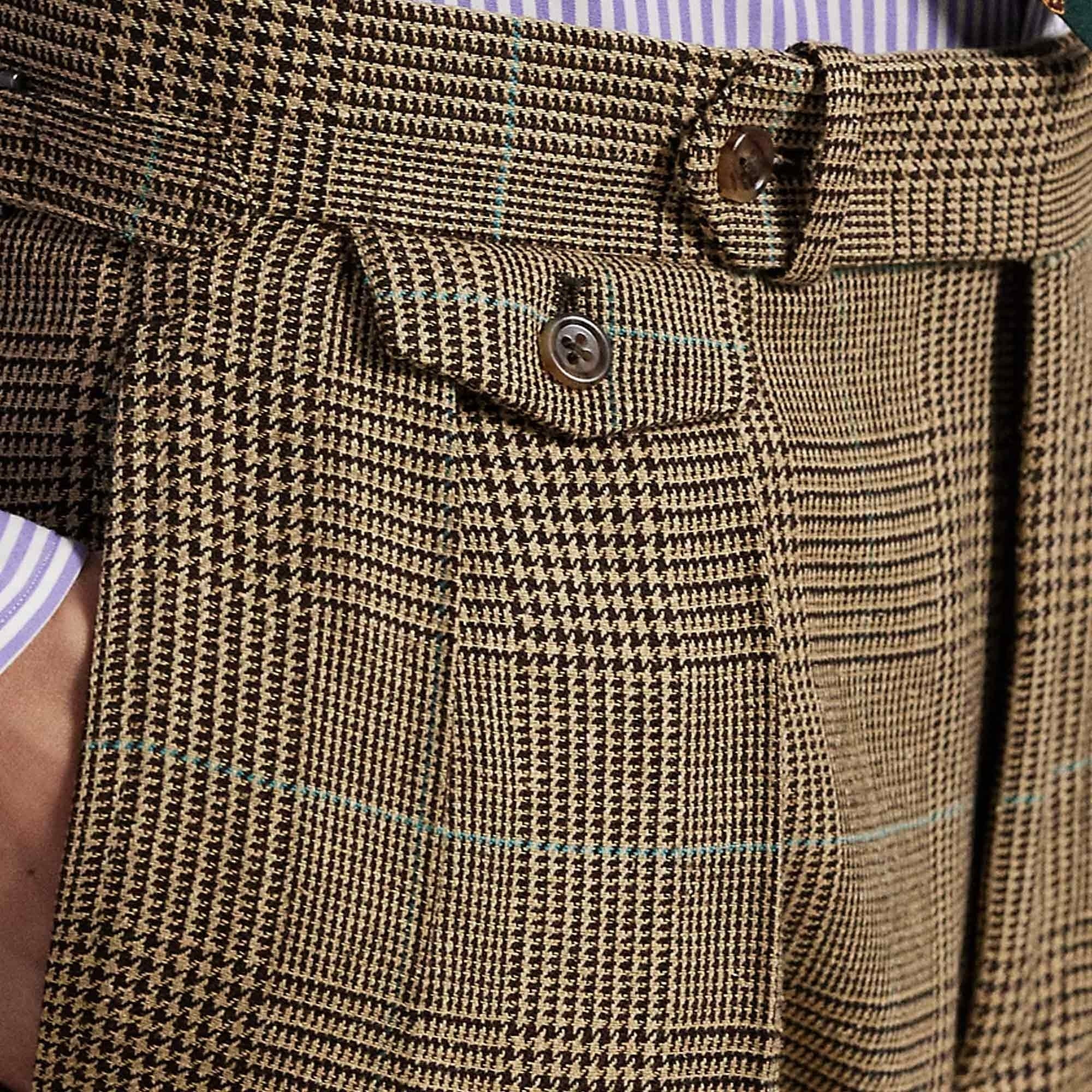 Polo Ralph Lauren Pleated Glen Plaid Suit Trousers - Brown