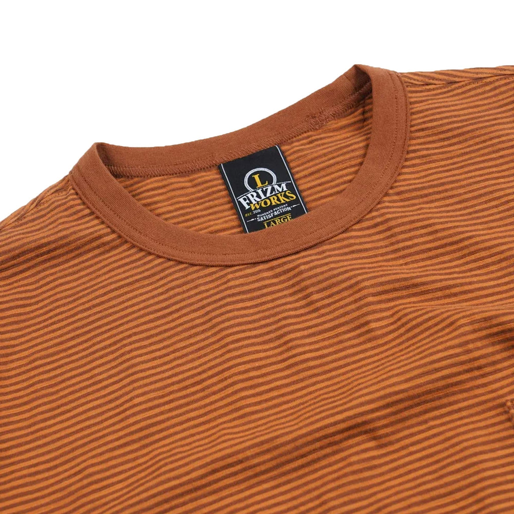 Thin Stripe Half T-Shirt - Brick