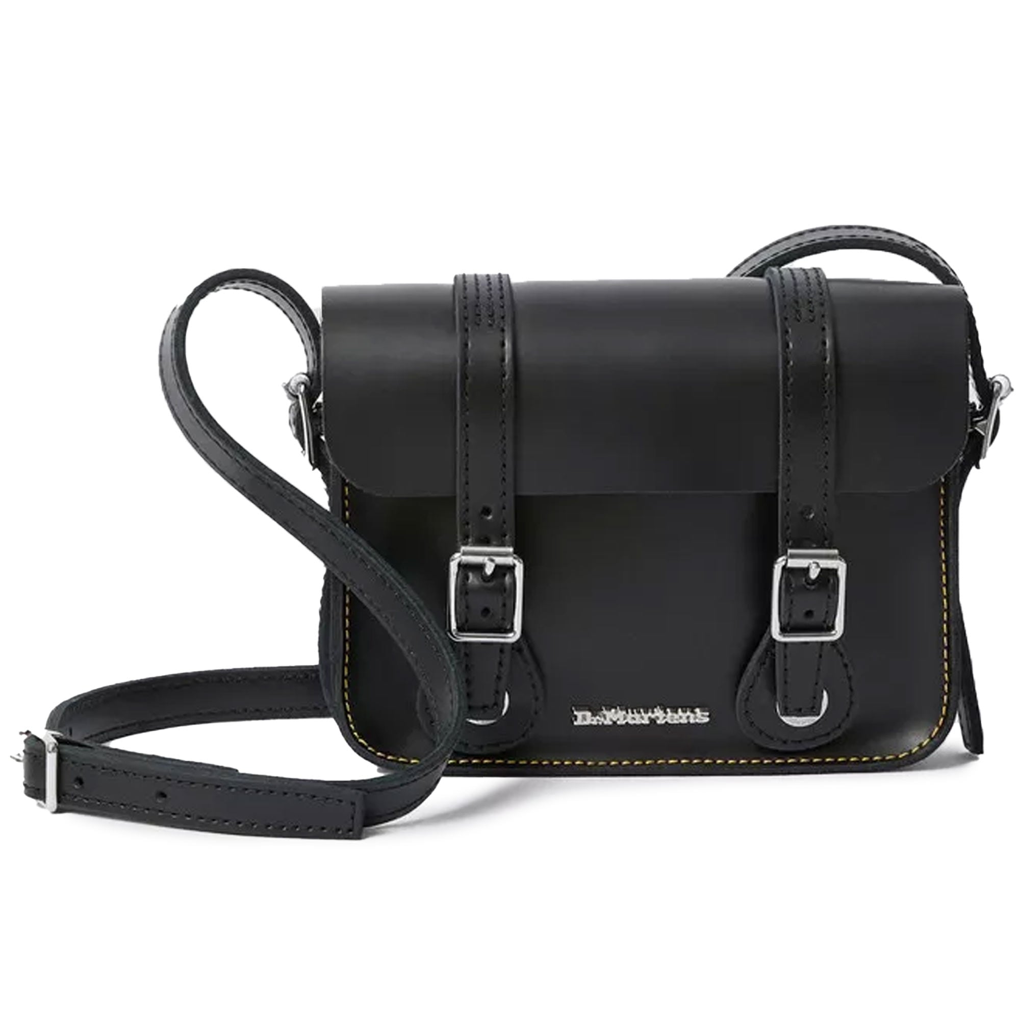 7 Inch Leather Crossbody Bag - Black