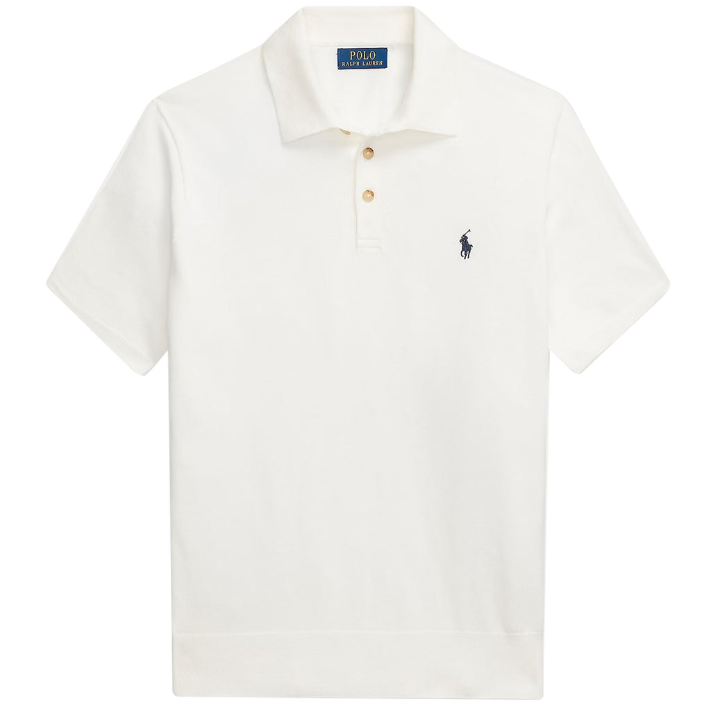 Cotton Polo-Collar Jumper - White