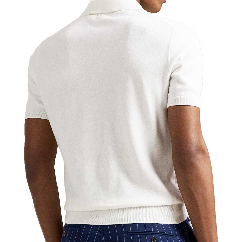 Cotton Polo-Collar Jumper - White