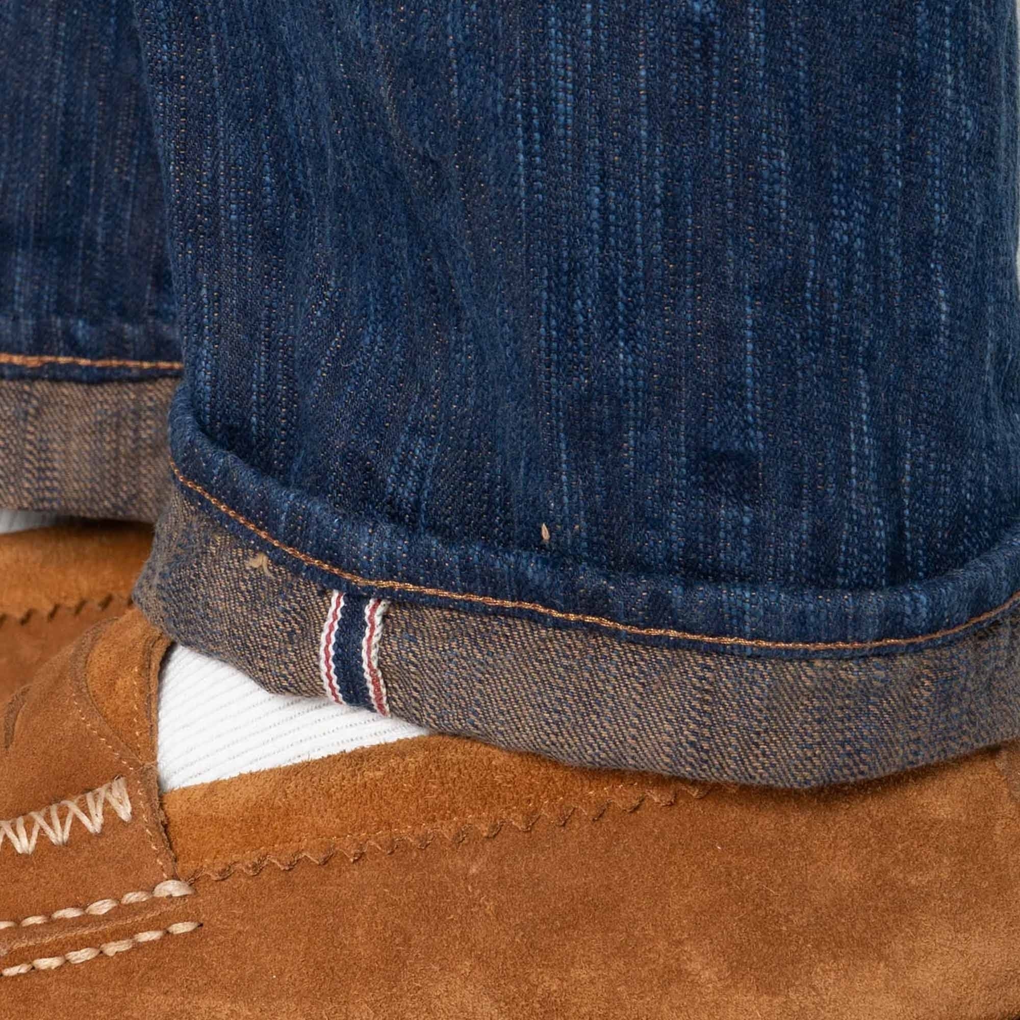 Naked and Famous Denim Weird Guy MIJ15 Hand Dyed Natural Indigo Kakishibu Intangible Cultural Treasure Selvedge Denim - Indigo
