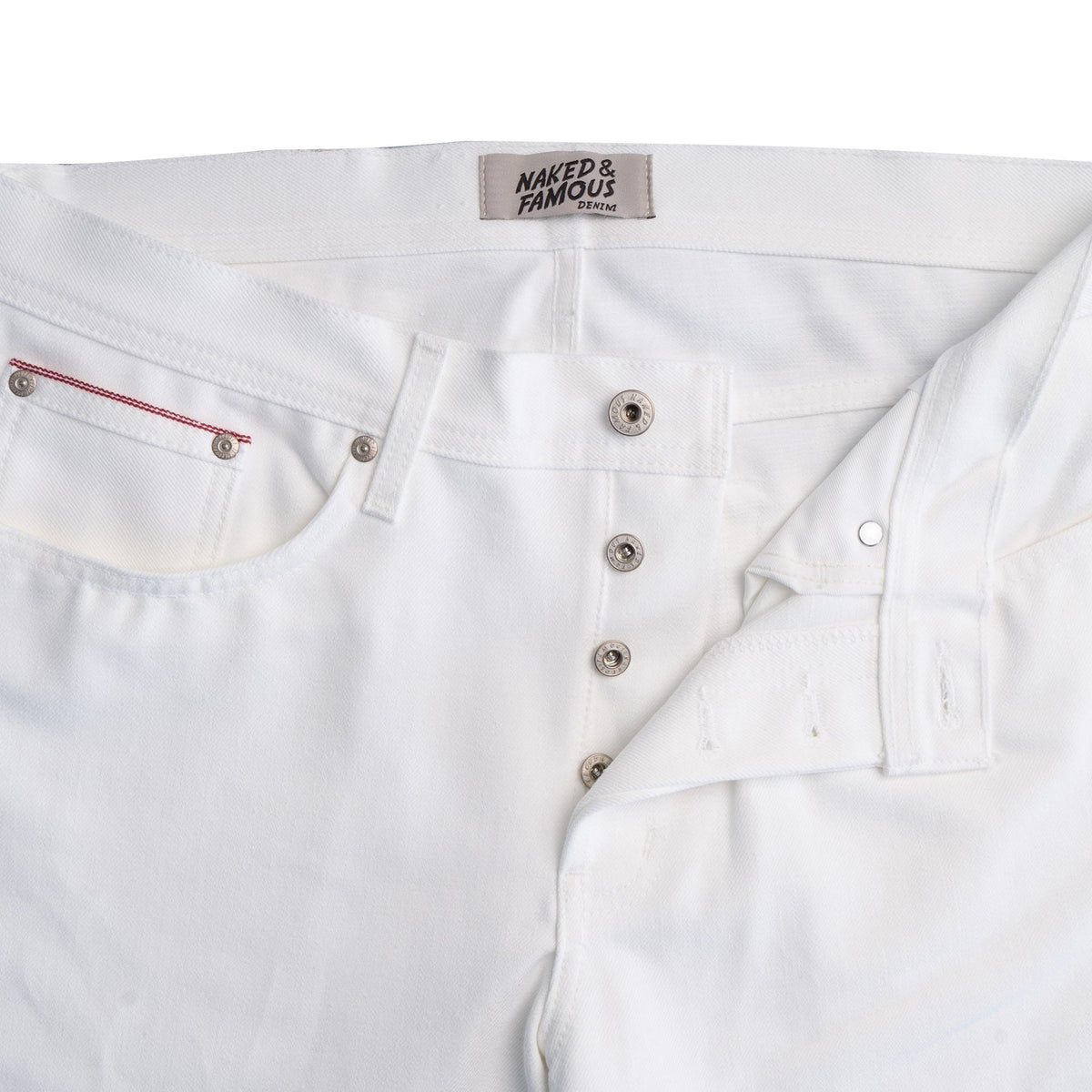 Naked and Famous Denim True Guy The Iceberg Selvedge - White