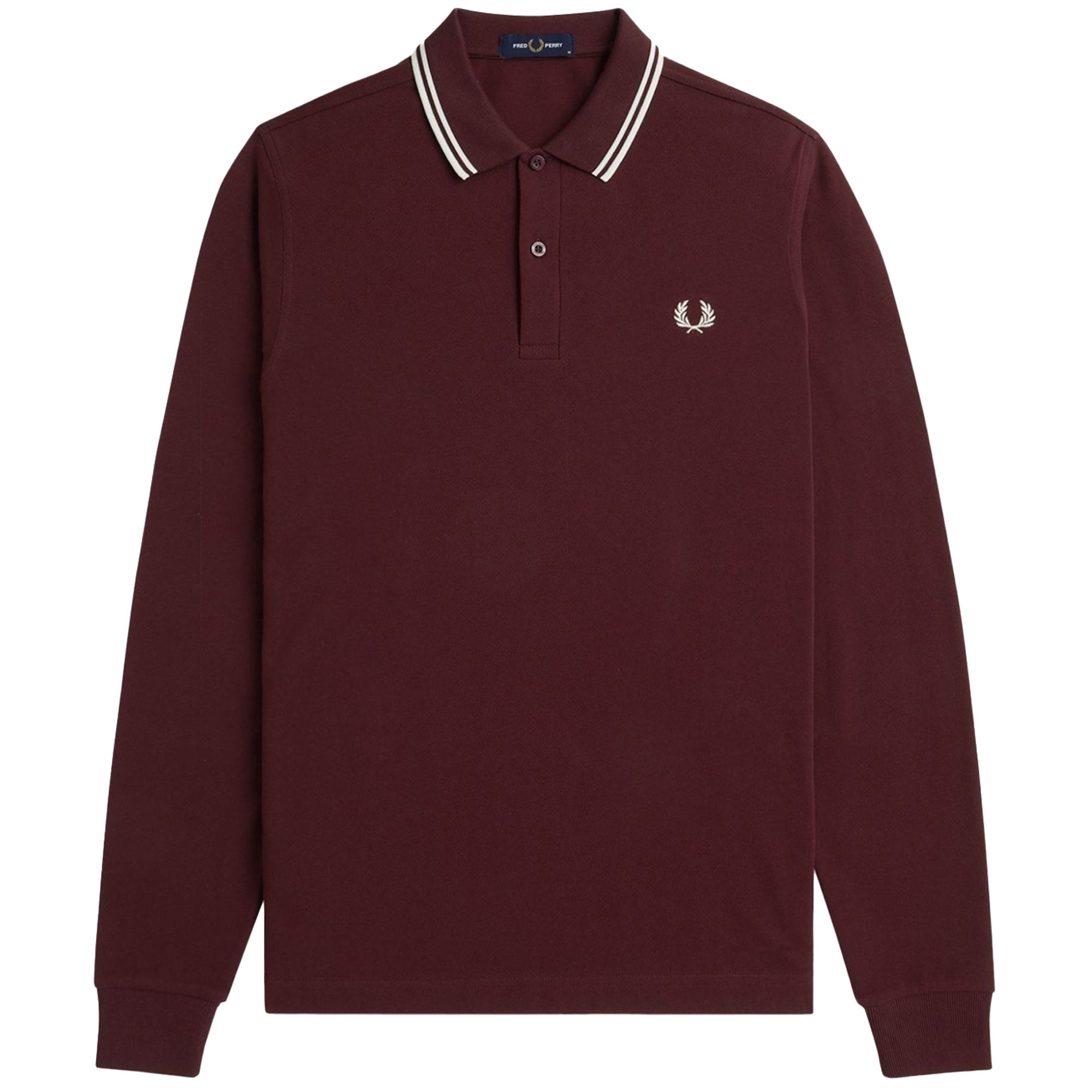 Fred Perry M3636 Twin Tipped Long Sleeve Polo Shirt - Oxblood
