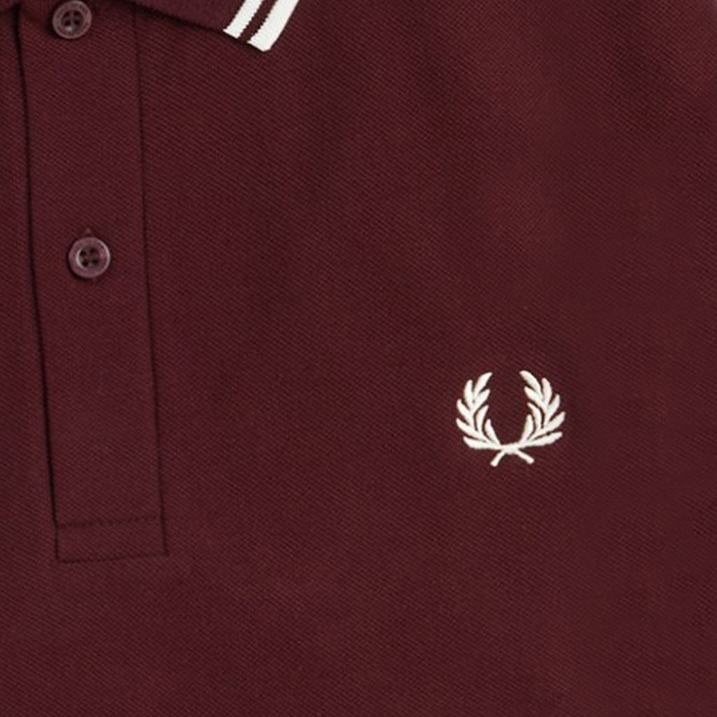 Fred Perry M3636 Twin Tipped Long Sleeve Polo Shirt - Oxblood