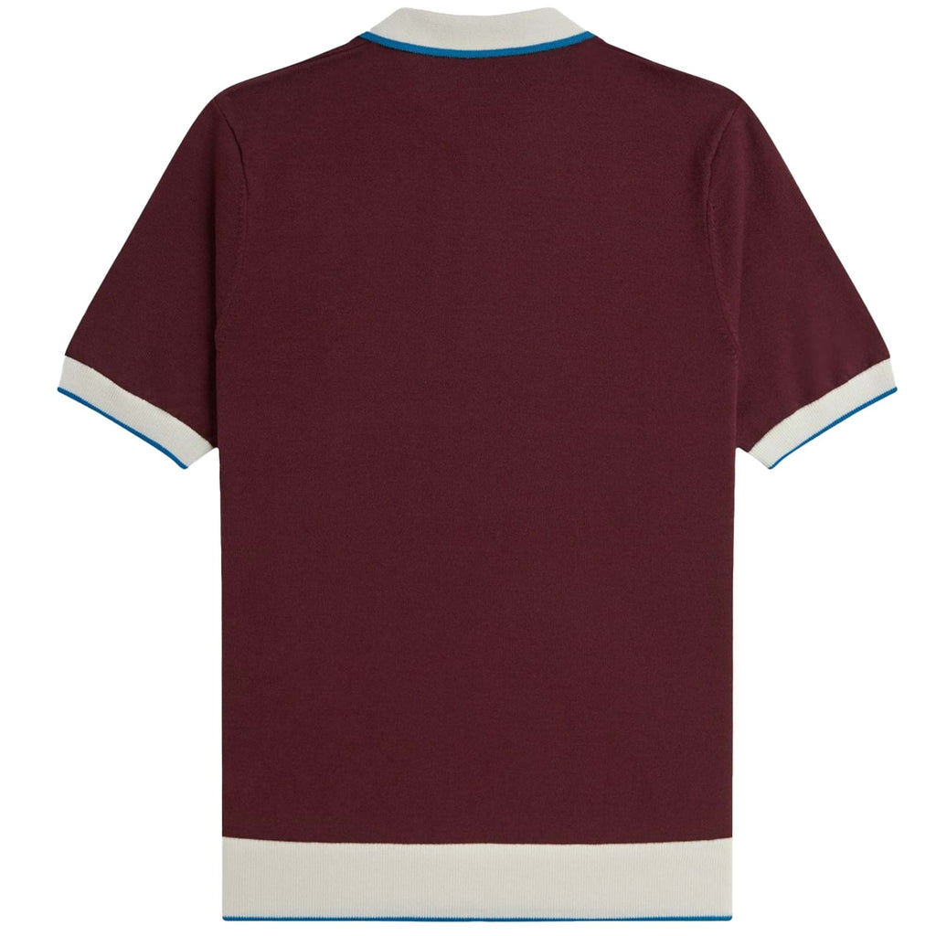 Fred Perry K1315 Contrast Tipped Knitted Shirt - Oxblood