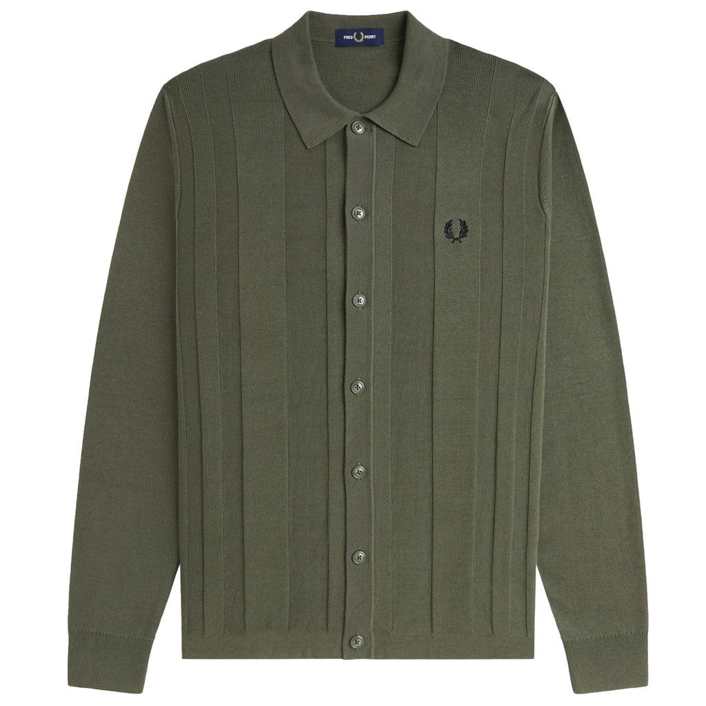 Fred Perry K9726 Button Through Knitted Shirt - Green