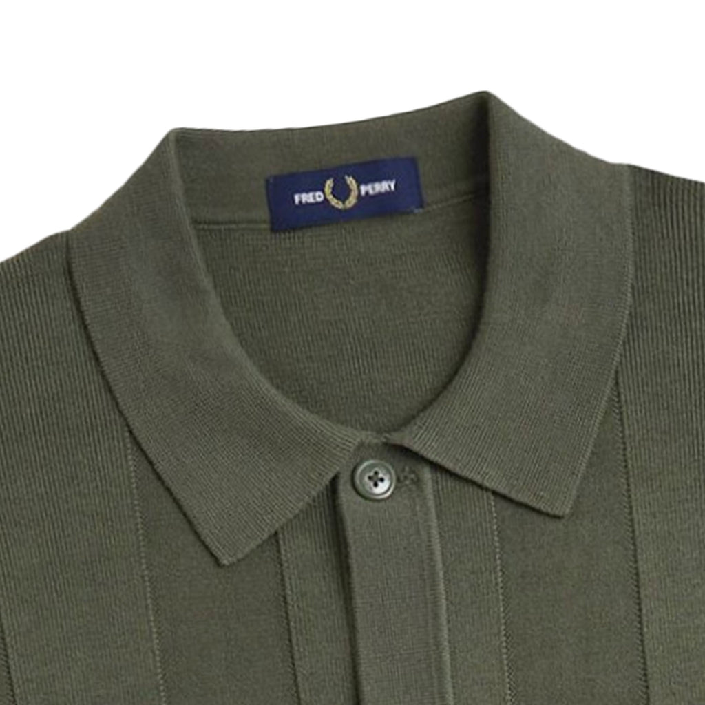Fred Perry K9726 Button Through Knitted Shirt - Green