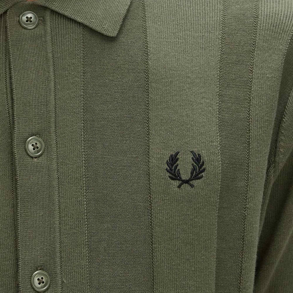 Fred Perry K9726 Button Through Knitted Shirt - Green