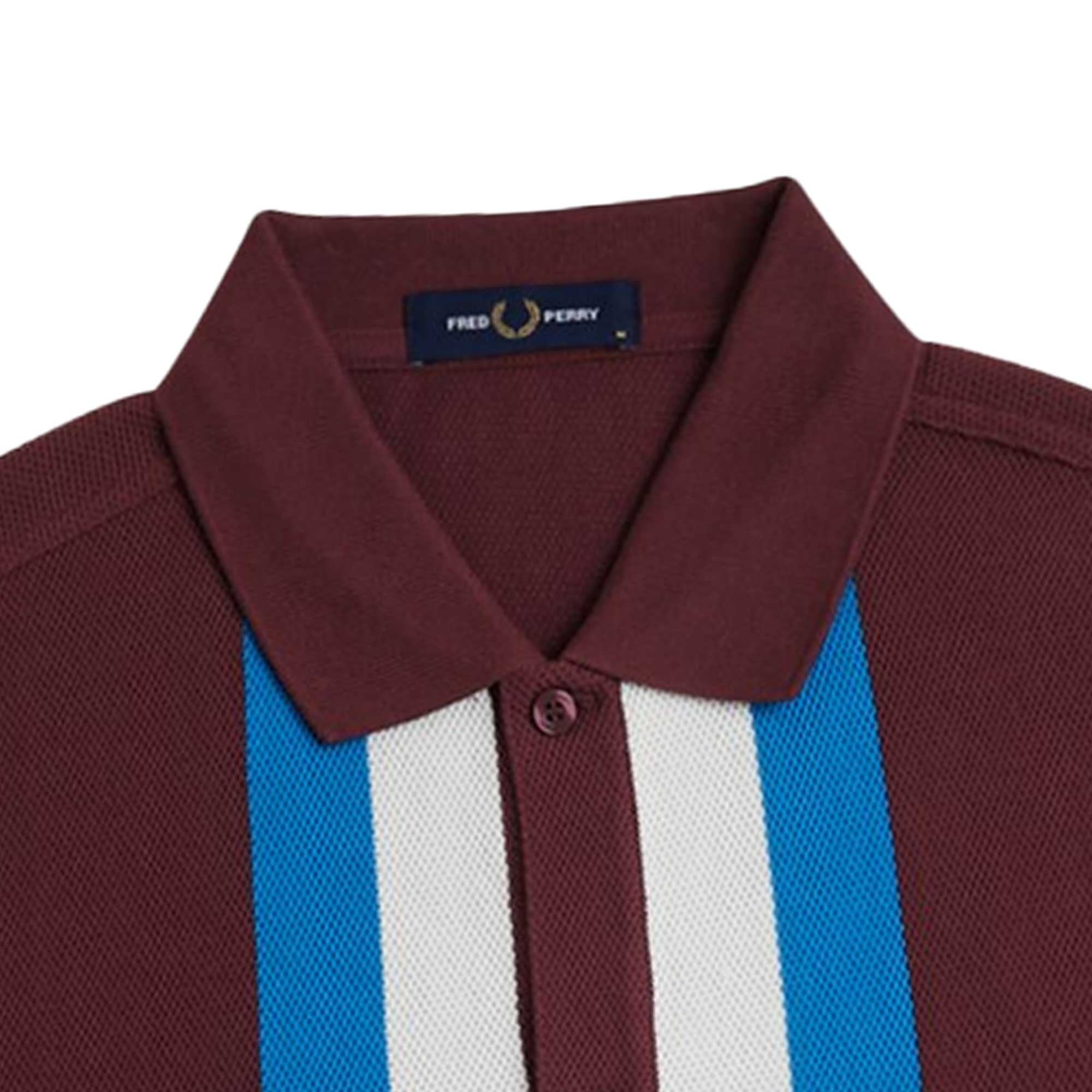 M8522 Panelled Button Through Polo Shirt - Oxblood