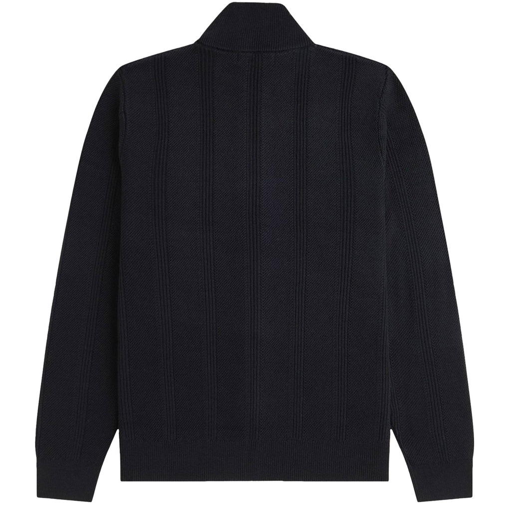Fred Perry K1304 Textured Zip Through Cardigan - Black