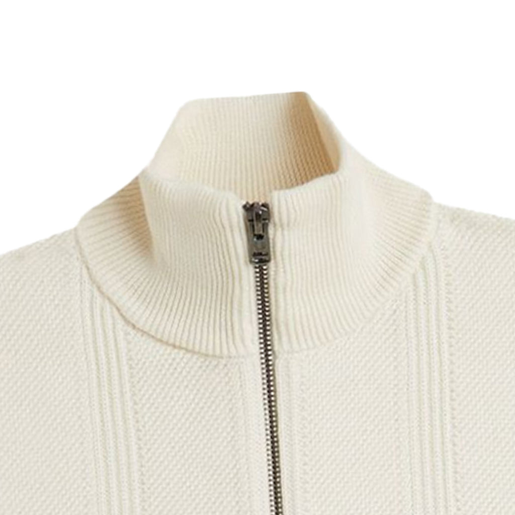 Fred Perry K1304 Textured Zip Through Cardigan - Ecru