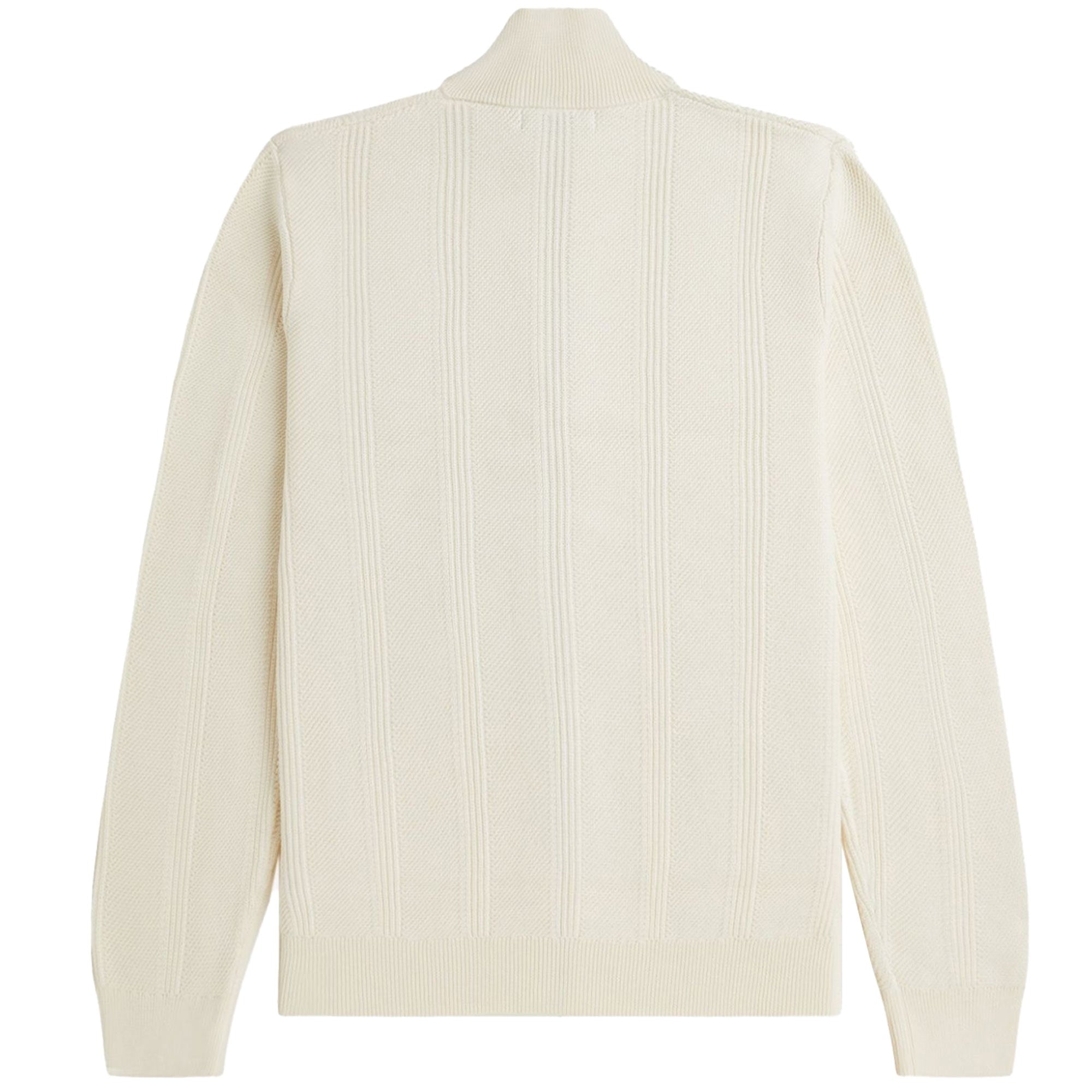 Fred Perry K1304 Textured Zip Through Cardigan - Ecru