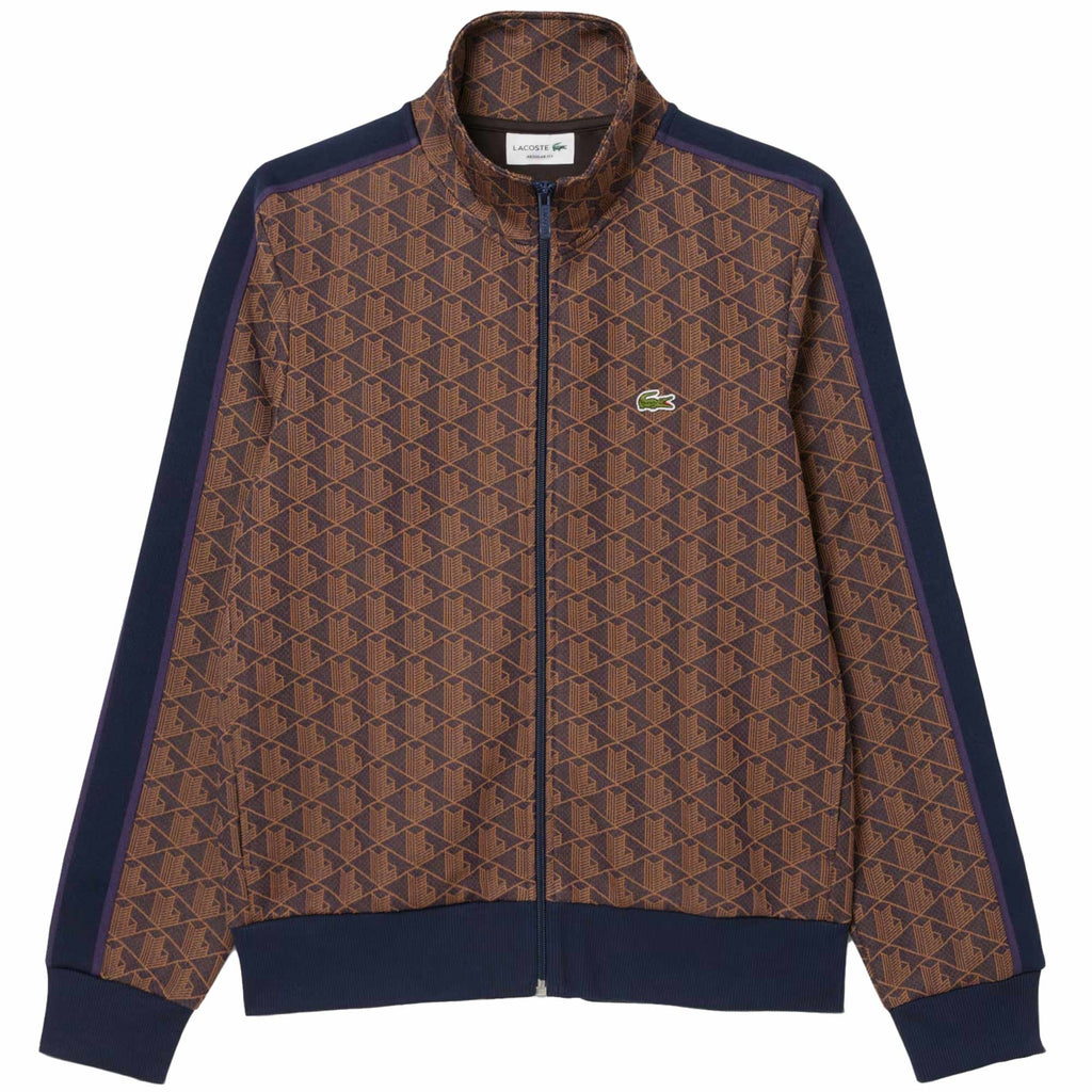Lacoste Paris Zip-Up Jacquard Track Jacket - Brown