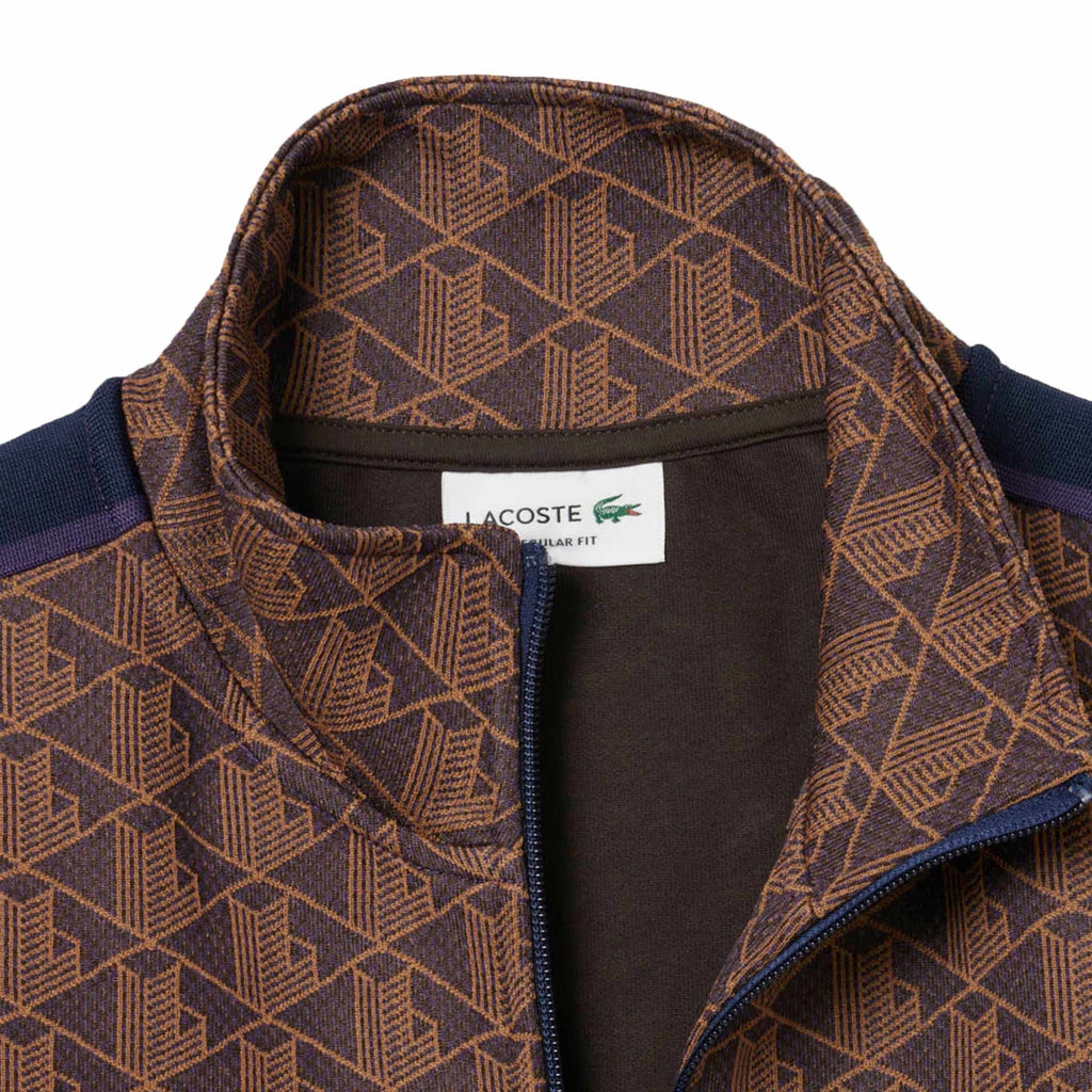 Lacoste Paris Zip-Up Jacquard Track Jacket - Brown