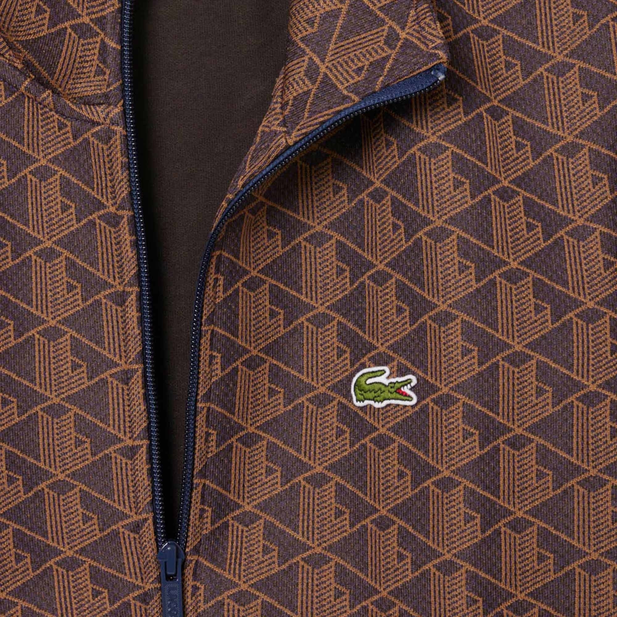 Lacoste Paris Zip-Up Jacquard Track Jacket - Brown