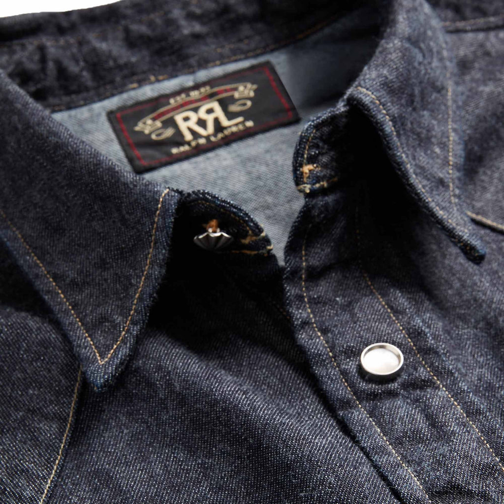 RRL by Ralph Lauren Slim Fit Denim Western Shirt - Denim