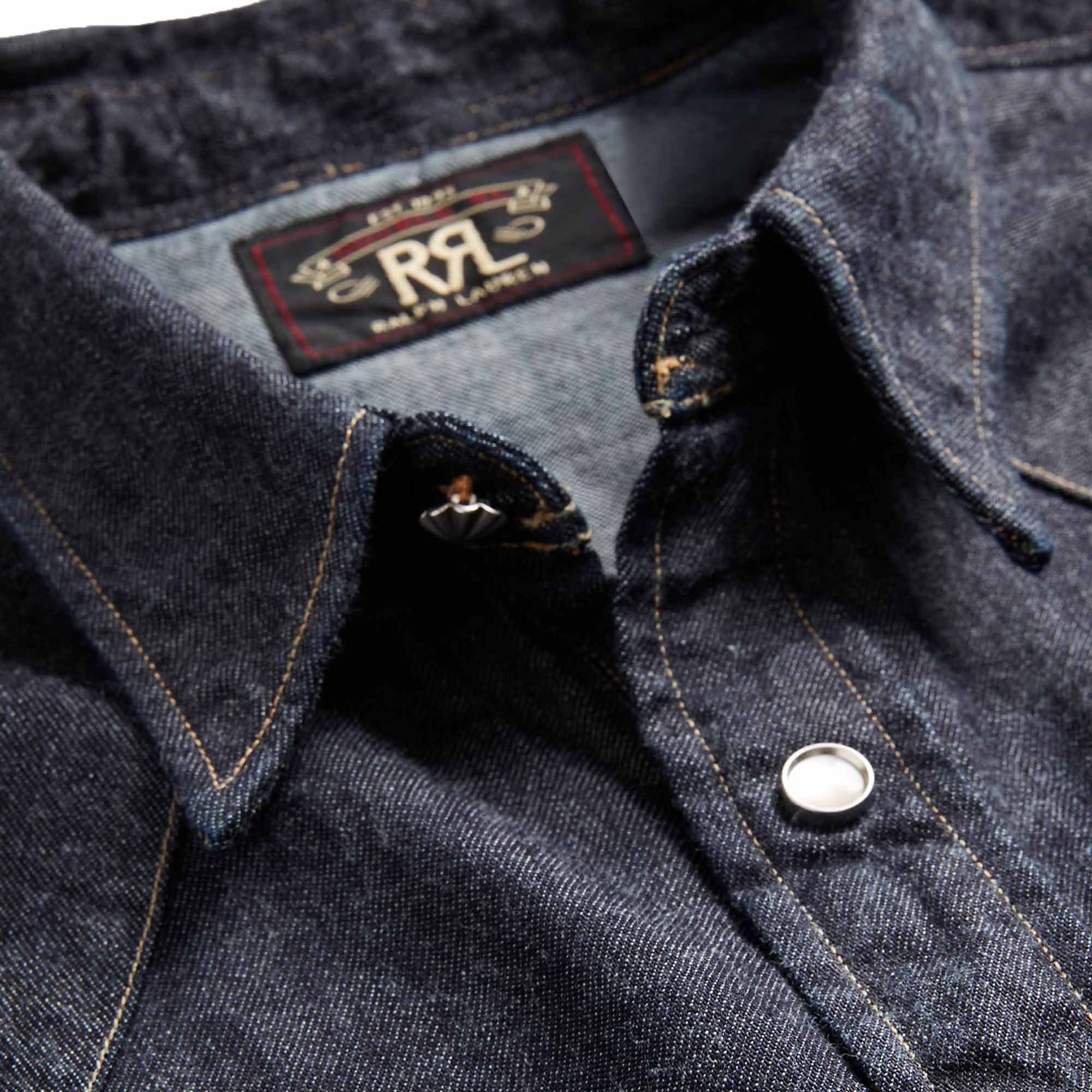 Slim Fit Denim Western Shirt - Denim