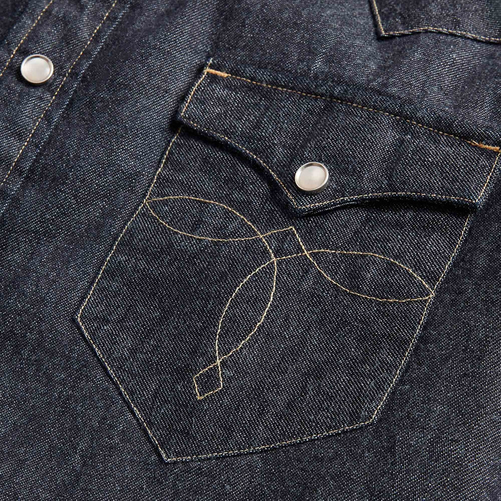 RRL by Ralph Lauren Slim Fit Denim Western Shirt - Denim