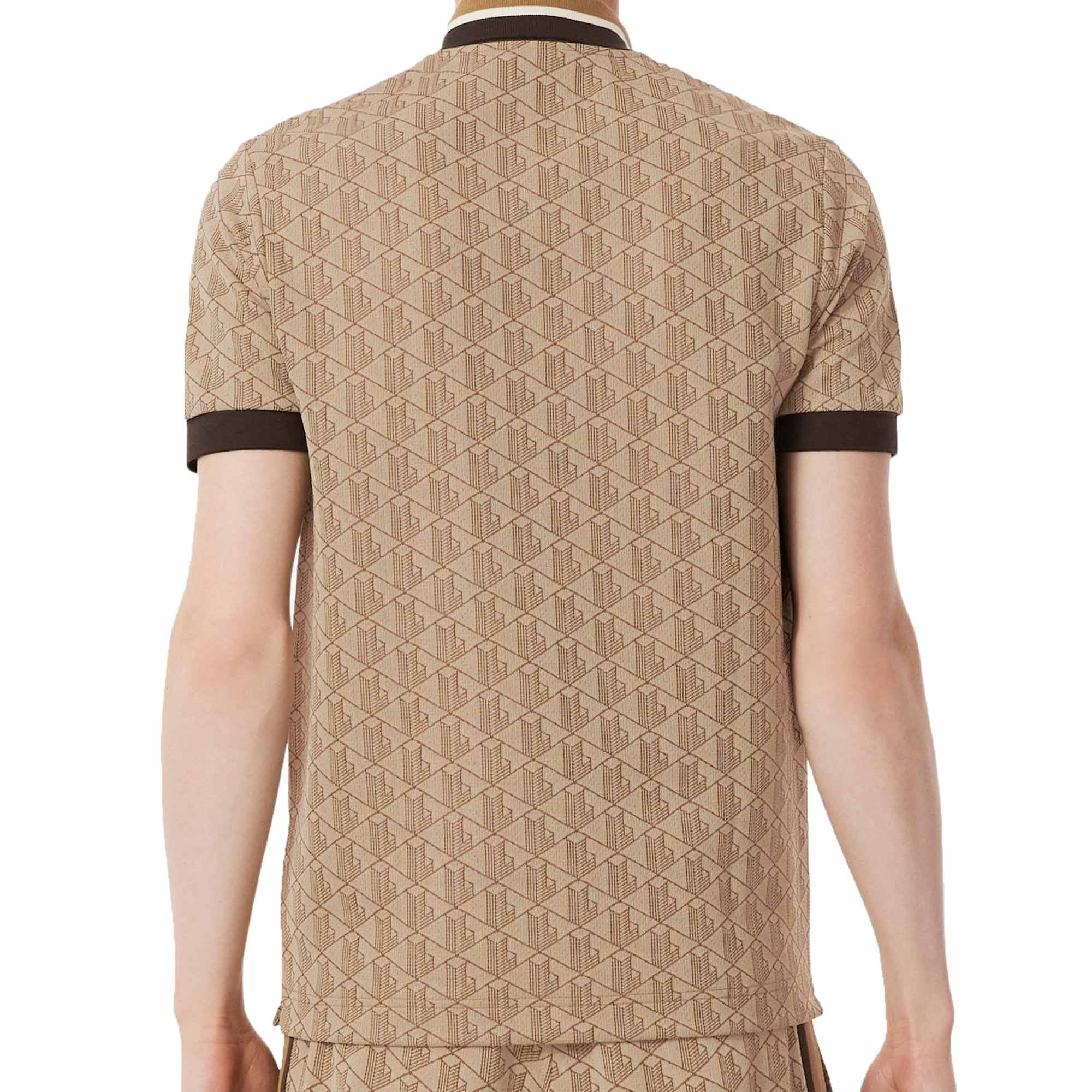 Lacoste Classic Fit Monogram Jacquard Polo Shirt - Croissant