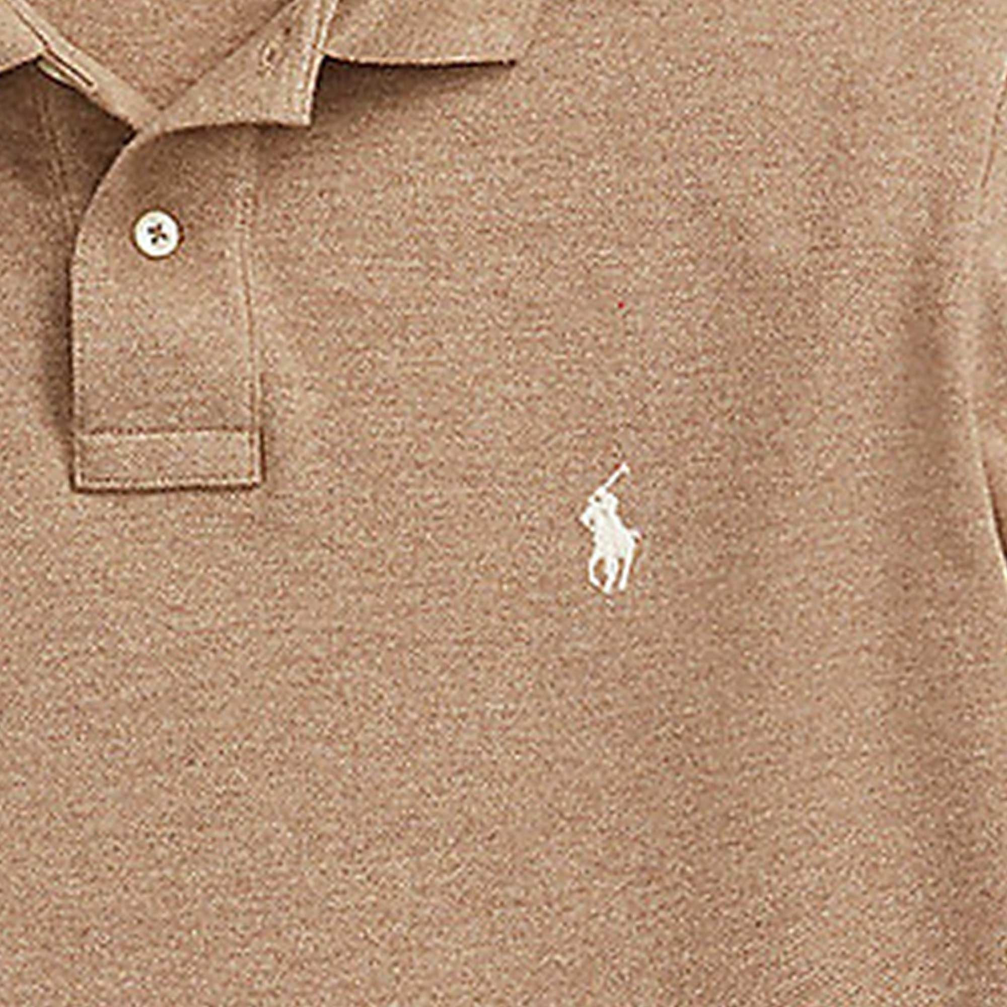 Polo Ralph Lauren Custom Slim Fit Long Sleeve Polo Shirt - Brown Heather