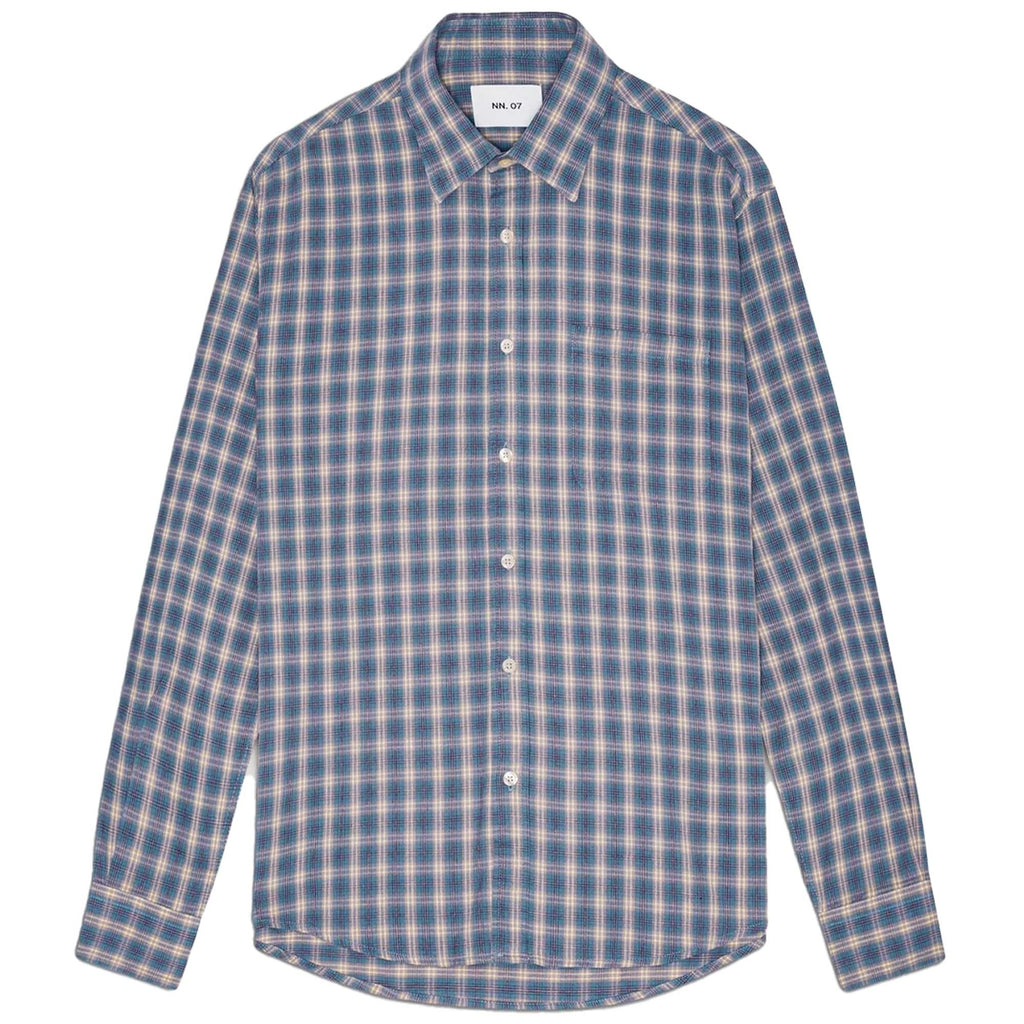 NN07 Deon Flannel Shirt - Blue Check