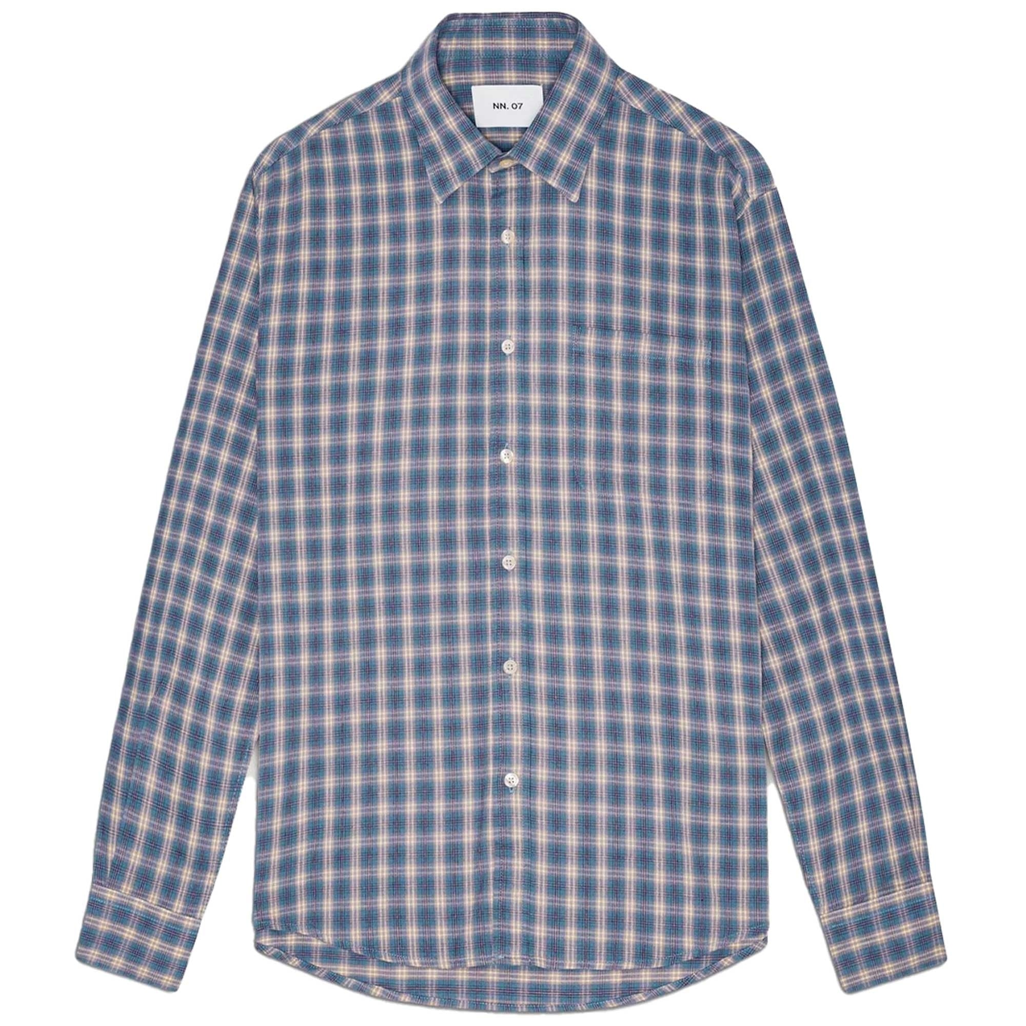 NN07 Deon Flannel Shirt - Blue Check
