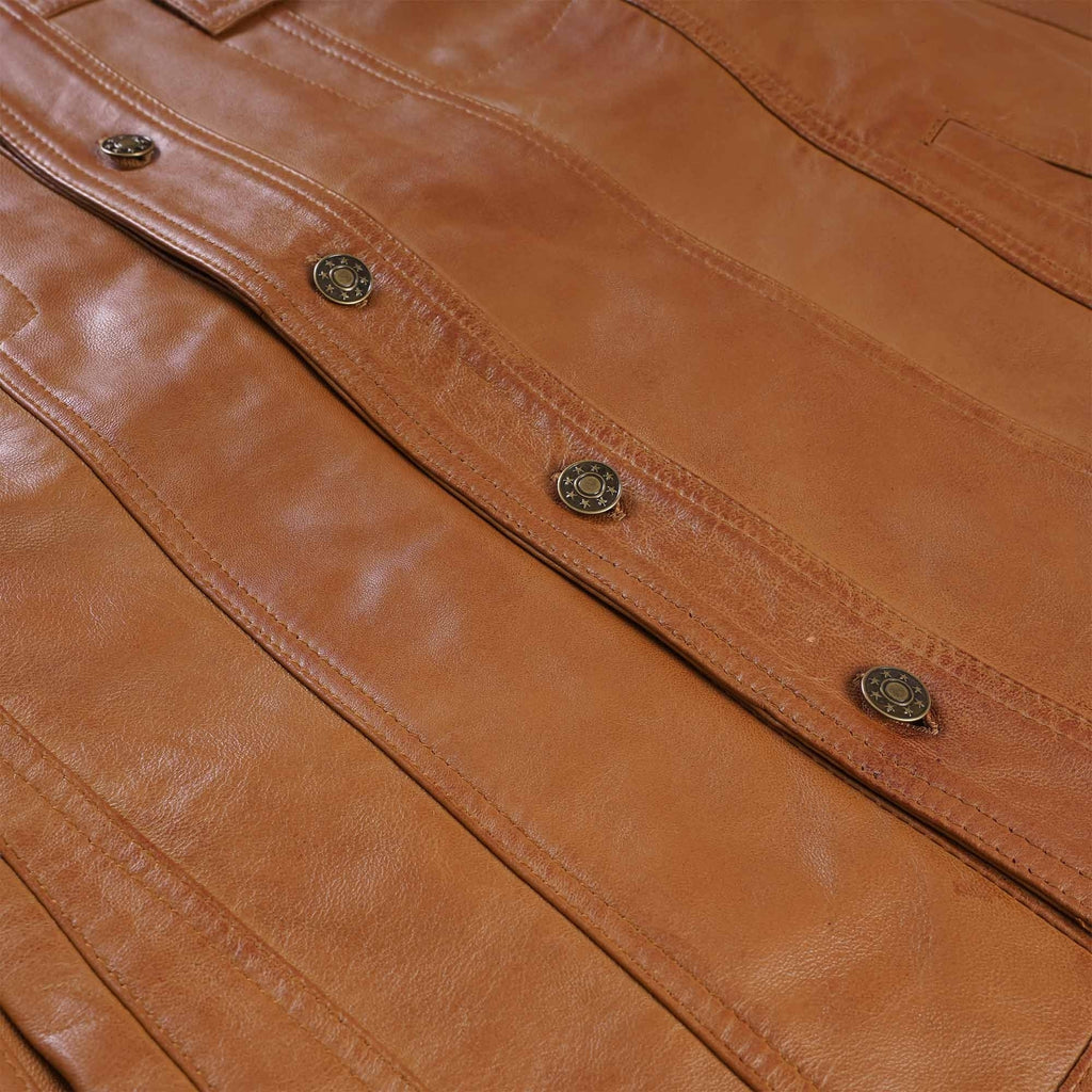 Real Hoxton Leather Trucker Jacket - Tan