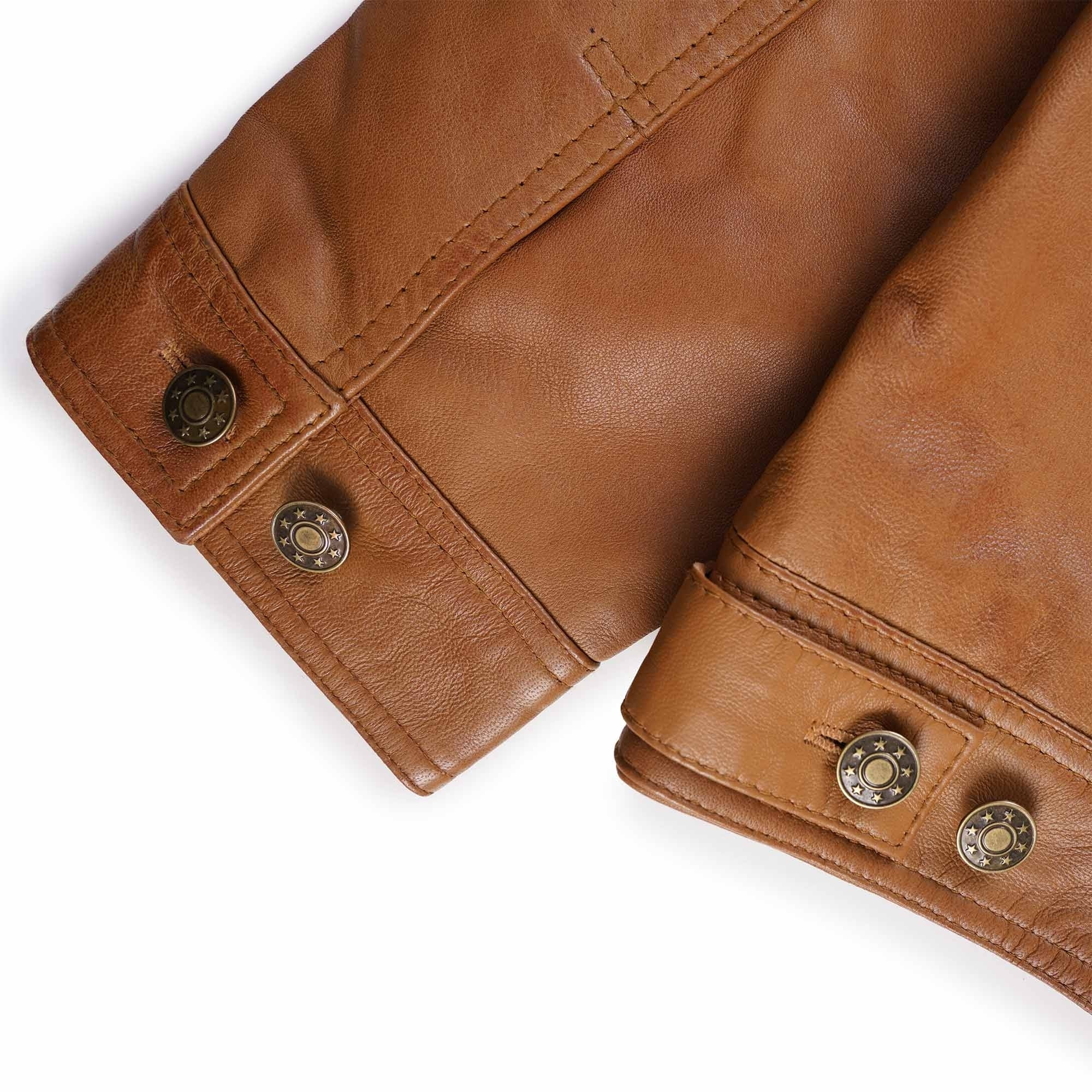 Real Hoxton Leather Trucker Jacket - Tan
