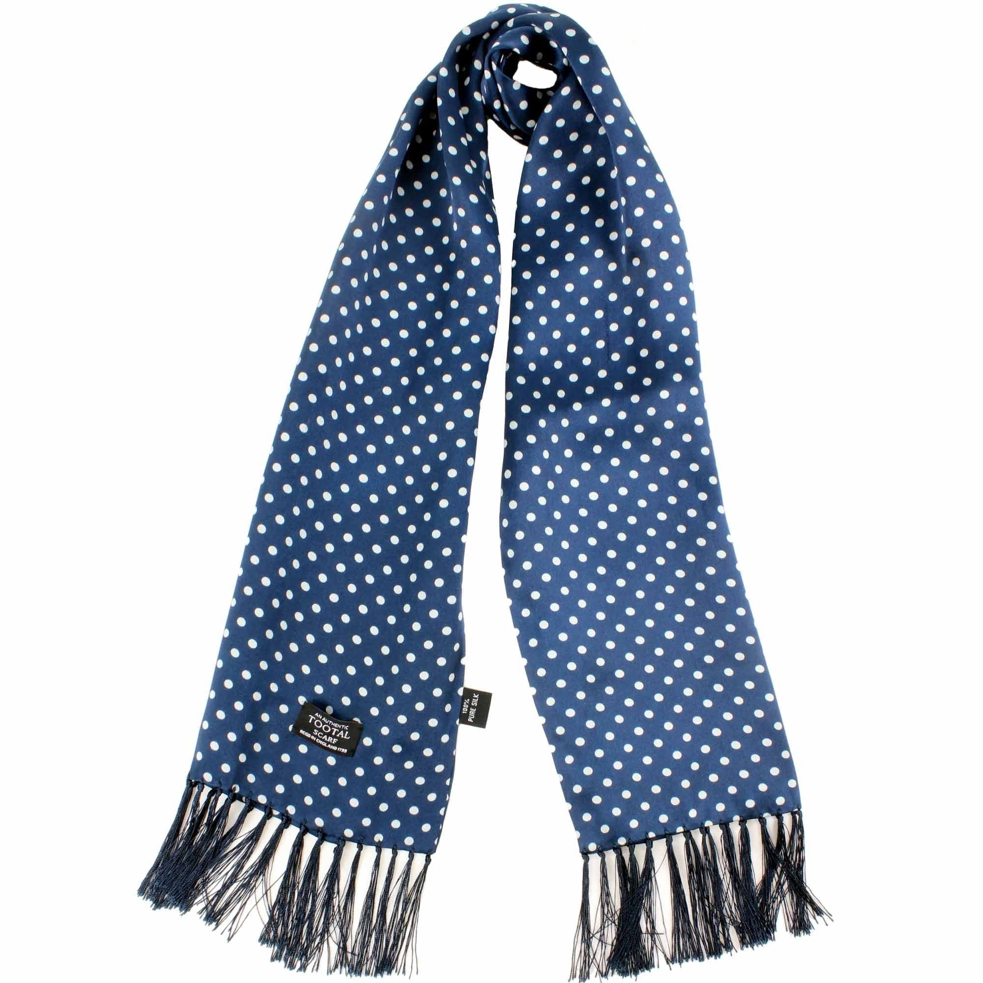 Tootal Scarves Polka Dot Silk Scarf - Navy
