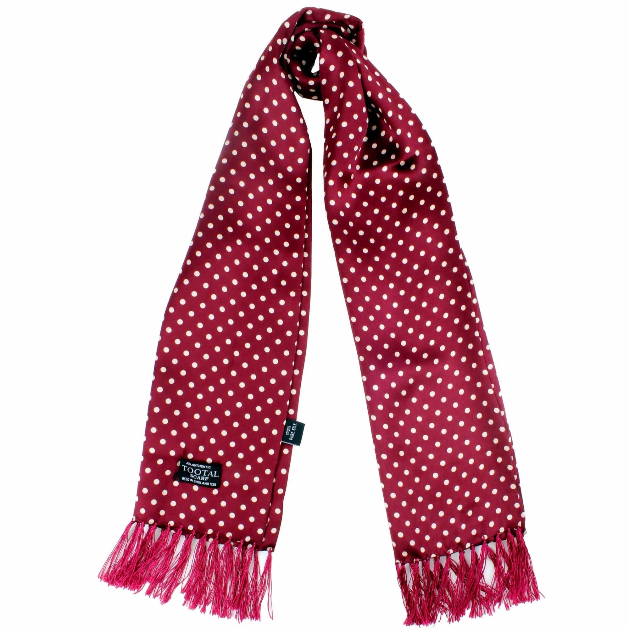 Tootal Scarves Polka Dot Silk Scarf - Wine