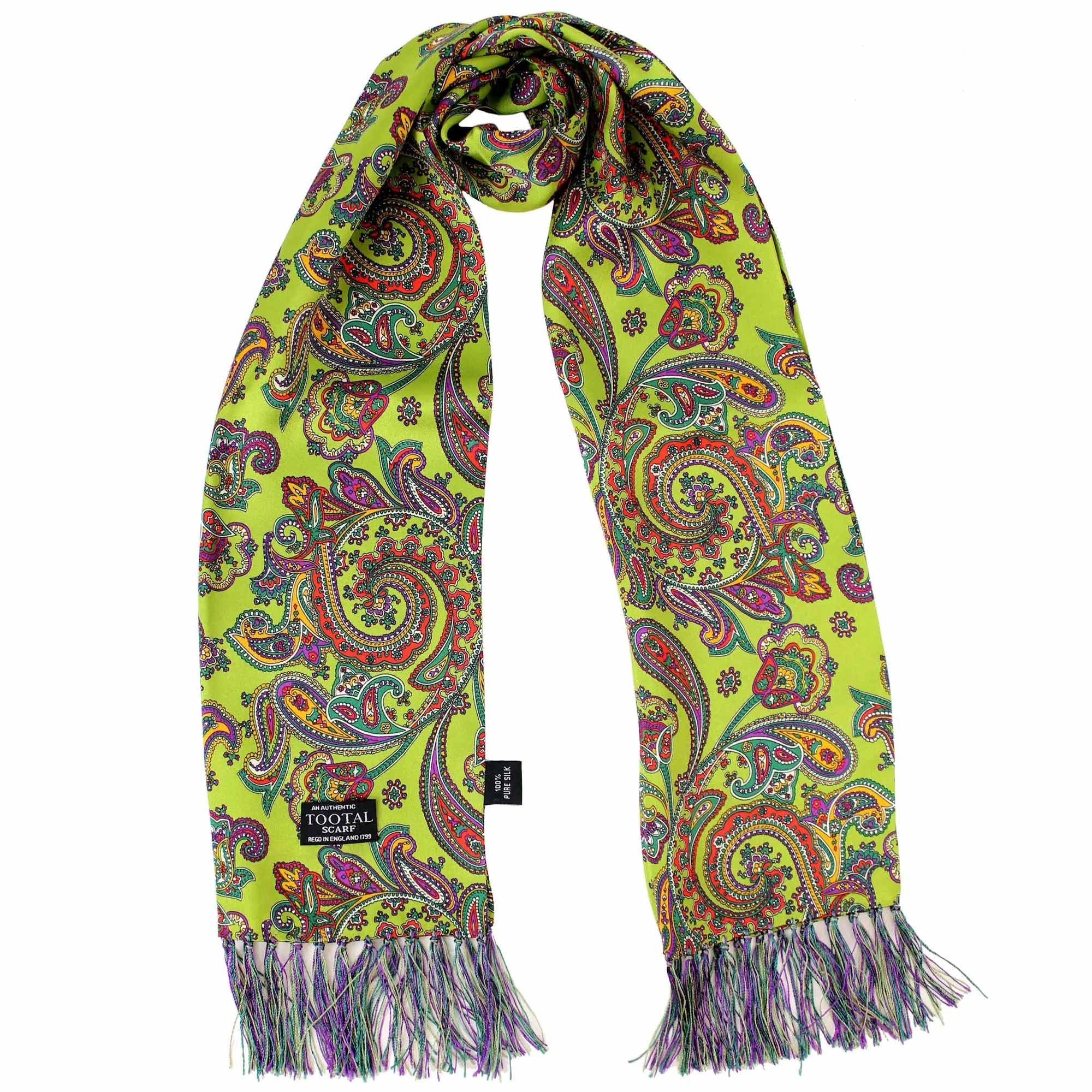 Tootal Scarves Paisley Silk Scarf - Chartreuse