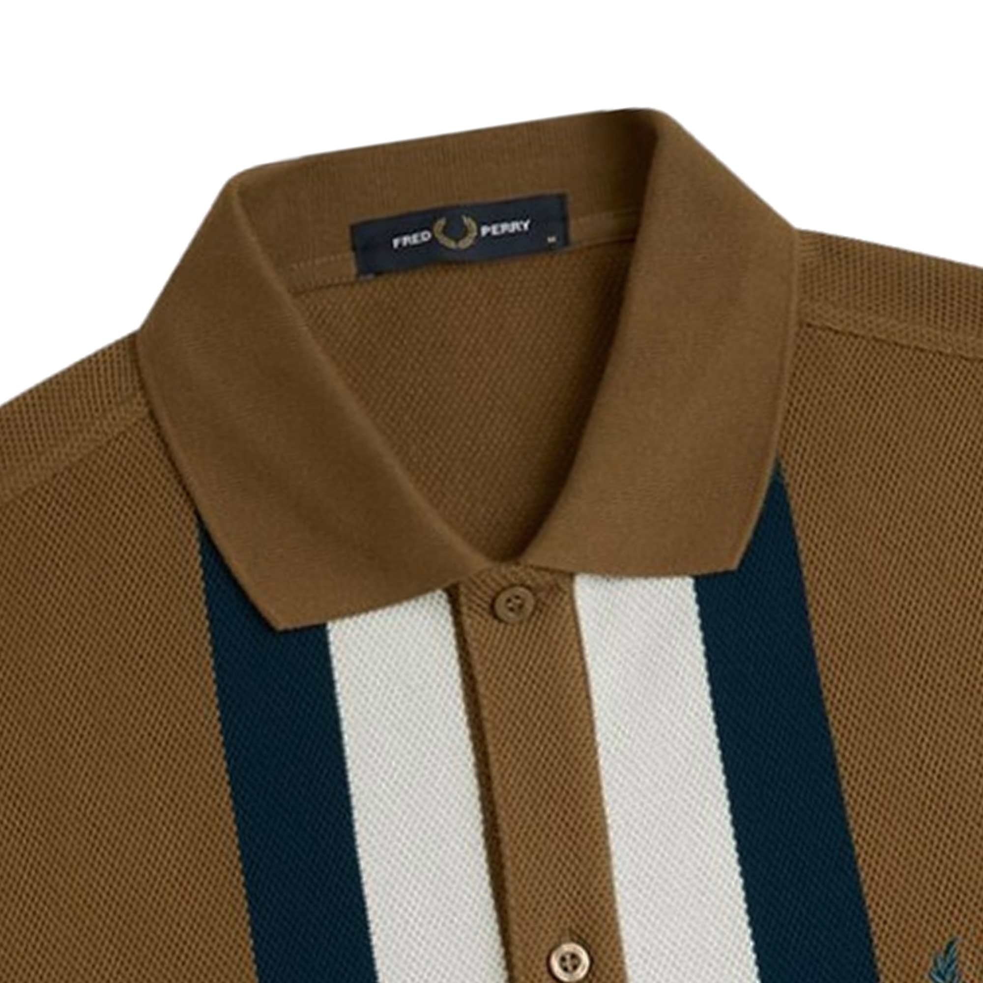 M8522 Panelled Button Through Polo Shirt - Shaded Stone