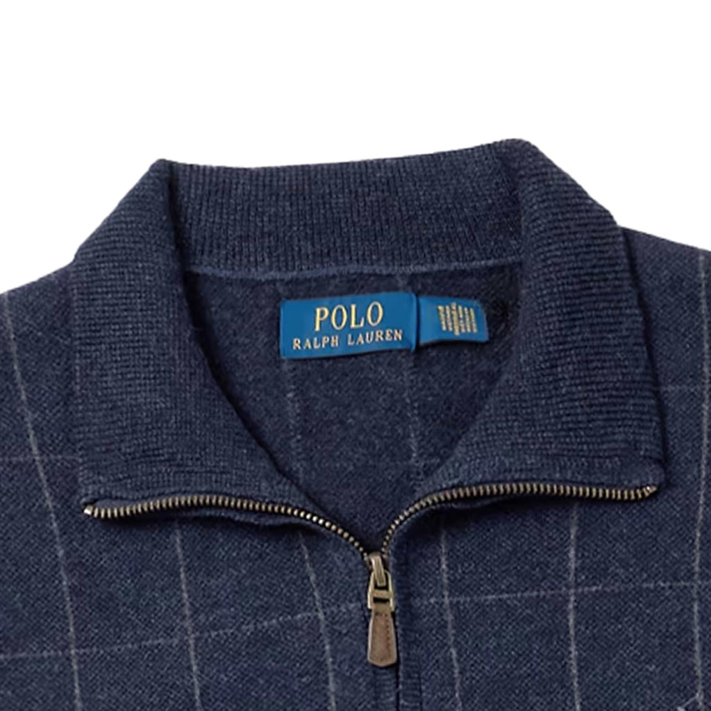Polo Ralph Lauren Checked Wool Half-Zip Sweater - Navy