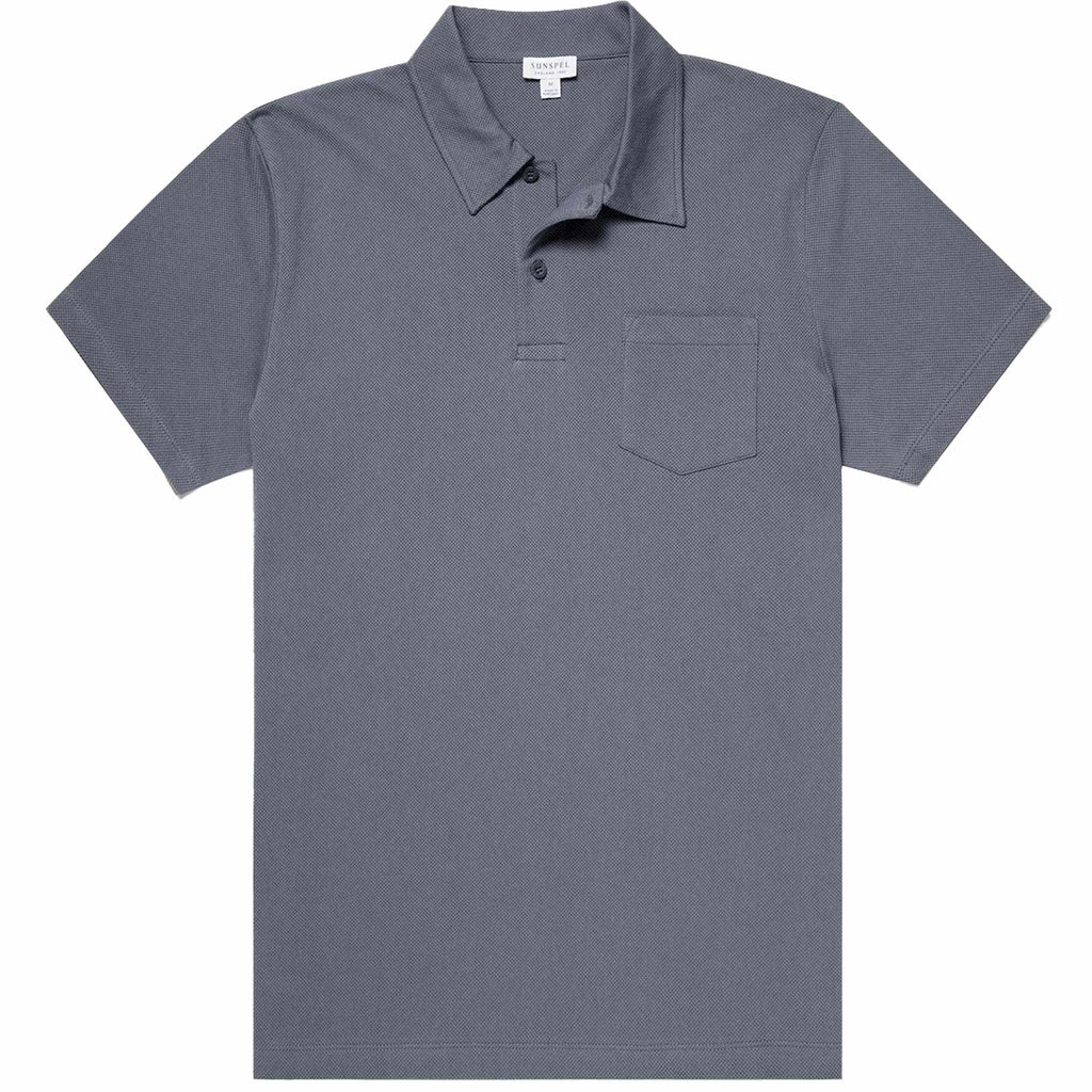 Sunspel Riviera Polo Shirt - Slate Blue