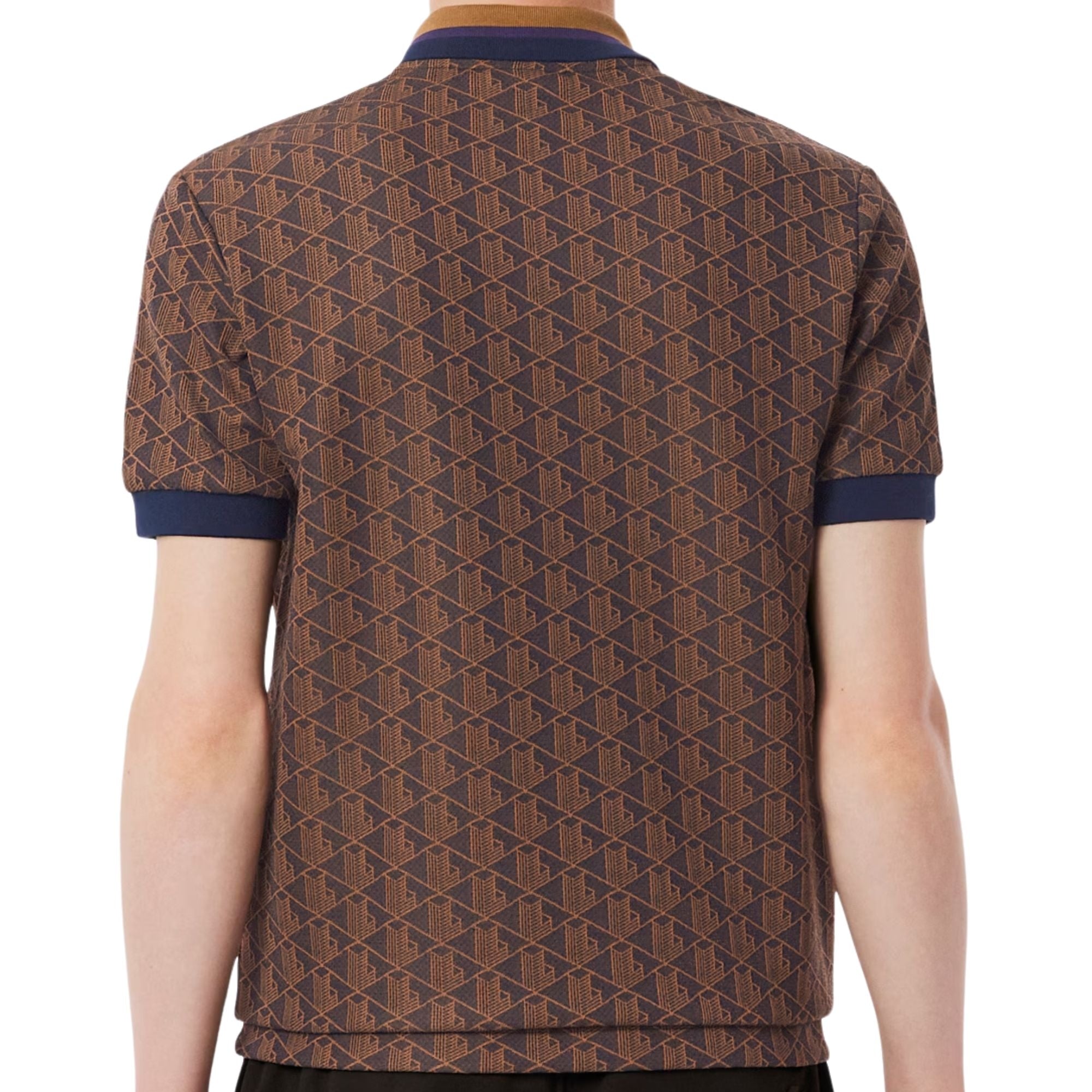 Lacoste Classic Fit Monogram Jacquard Polo Shirt - Marron