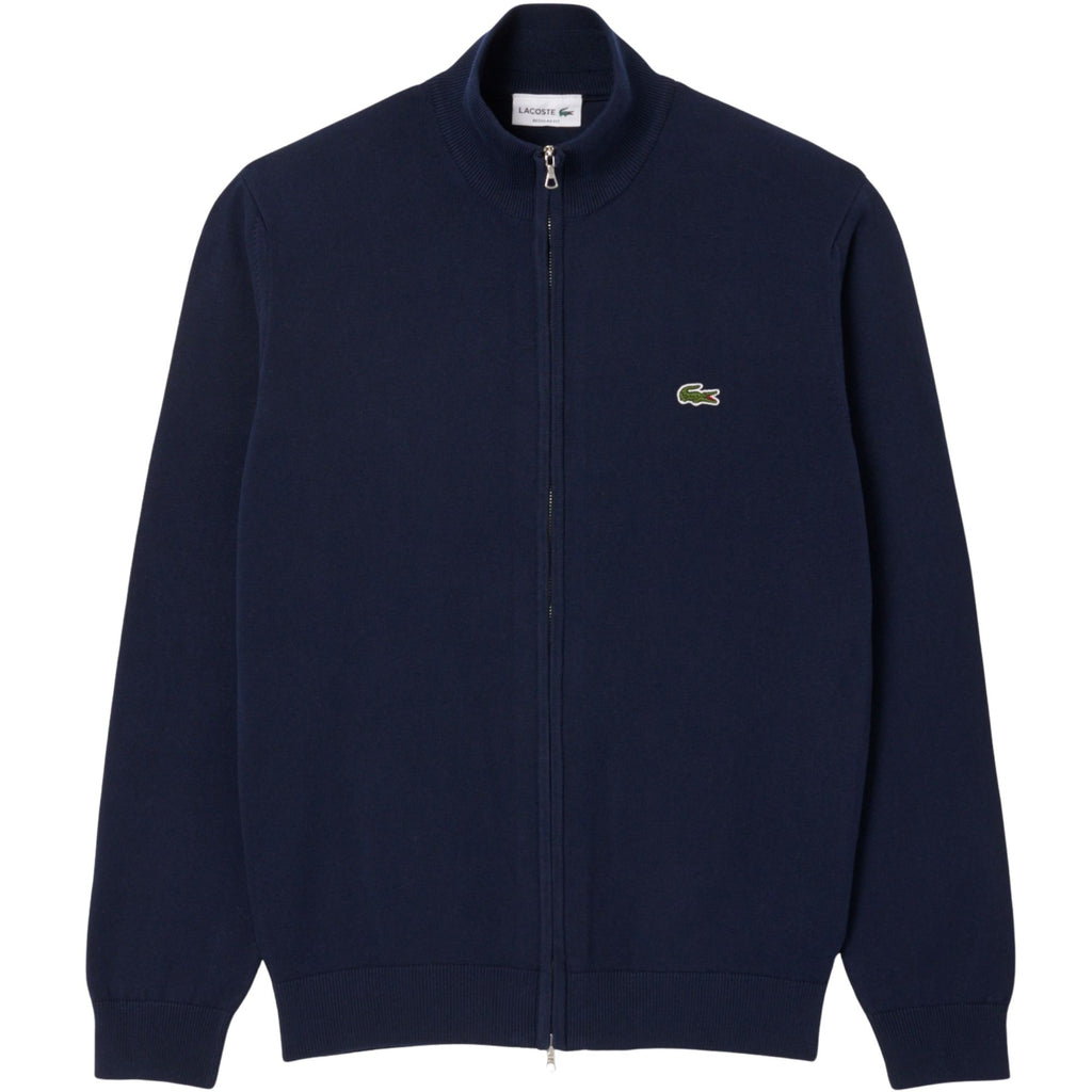 Lacoste Zipped High Neck Cotton Sweater - Navy