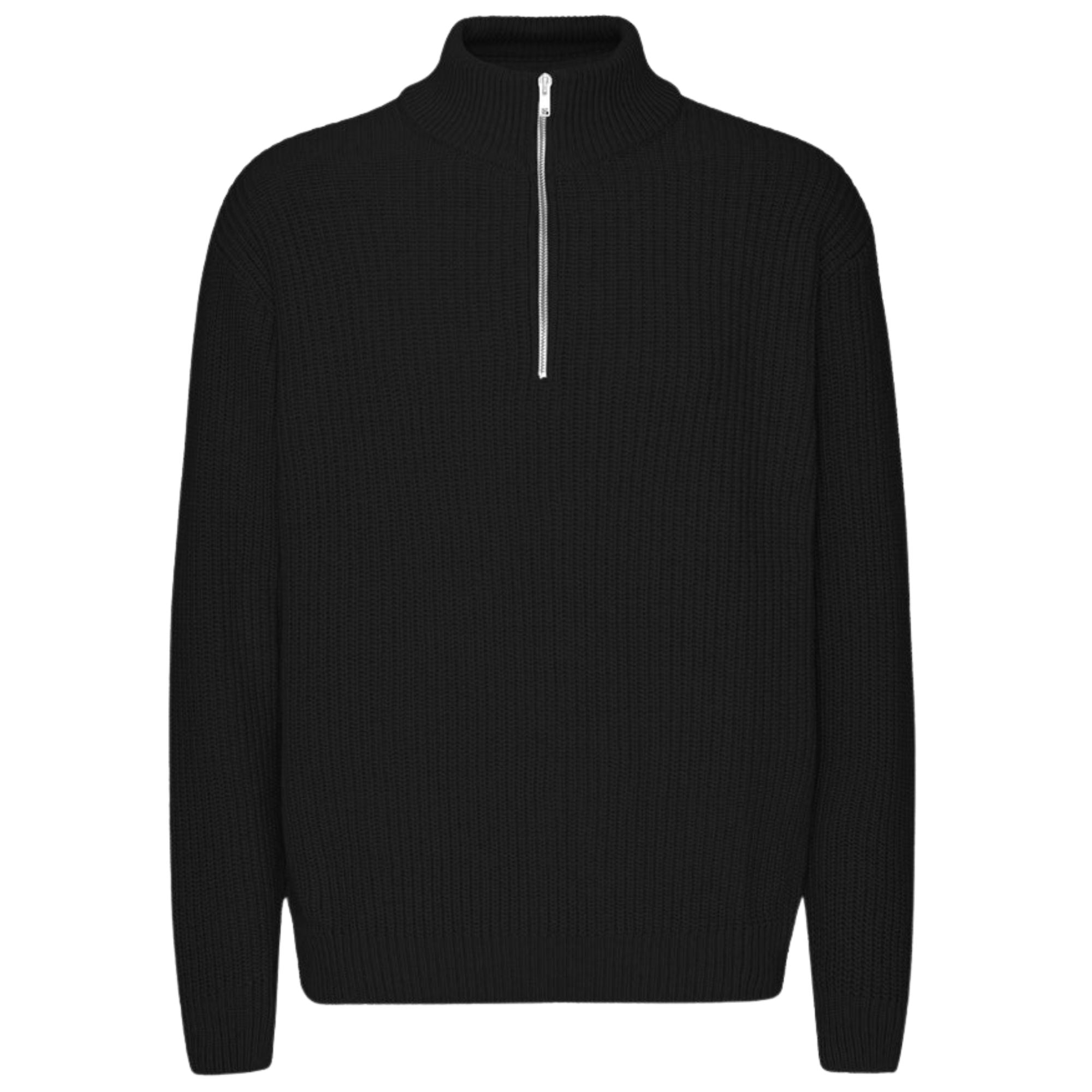 Colorful Standard Merino Quarter Zip - Deep Black