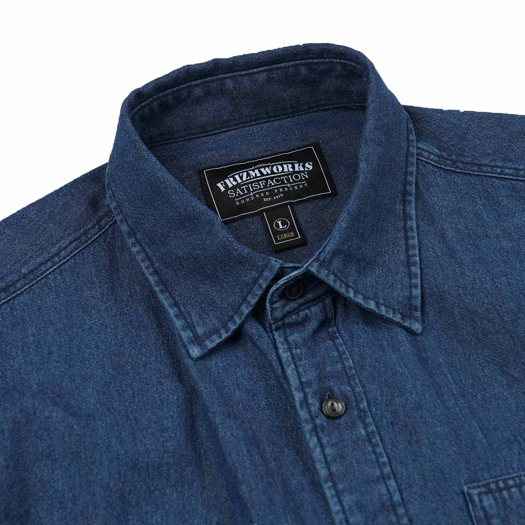 FrizmWORKS Bleached Denim Utility Shirt - Washed Denim