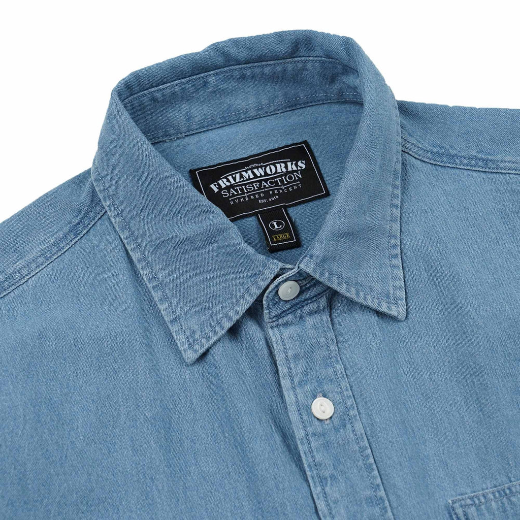 FrizmWORKS Bleached Denim Utility Shirt - Mid Blue