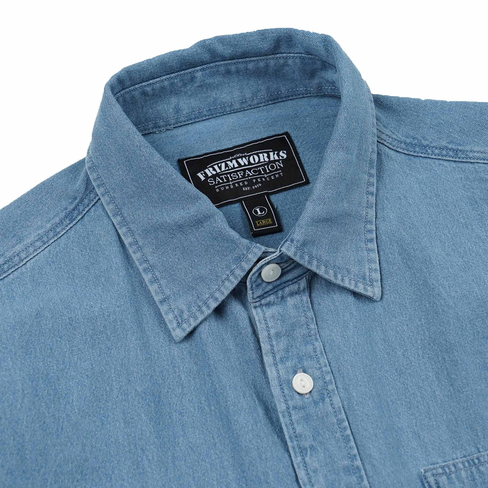 FrizmWORKS Bleached Denim Utility Shirt - Mid Blue