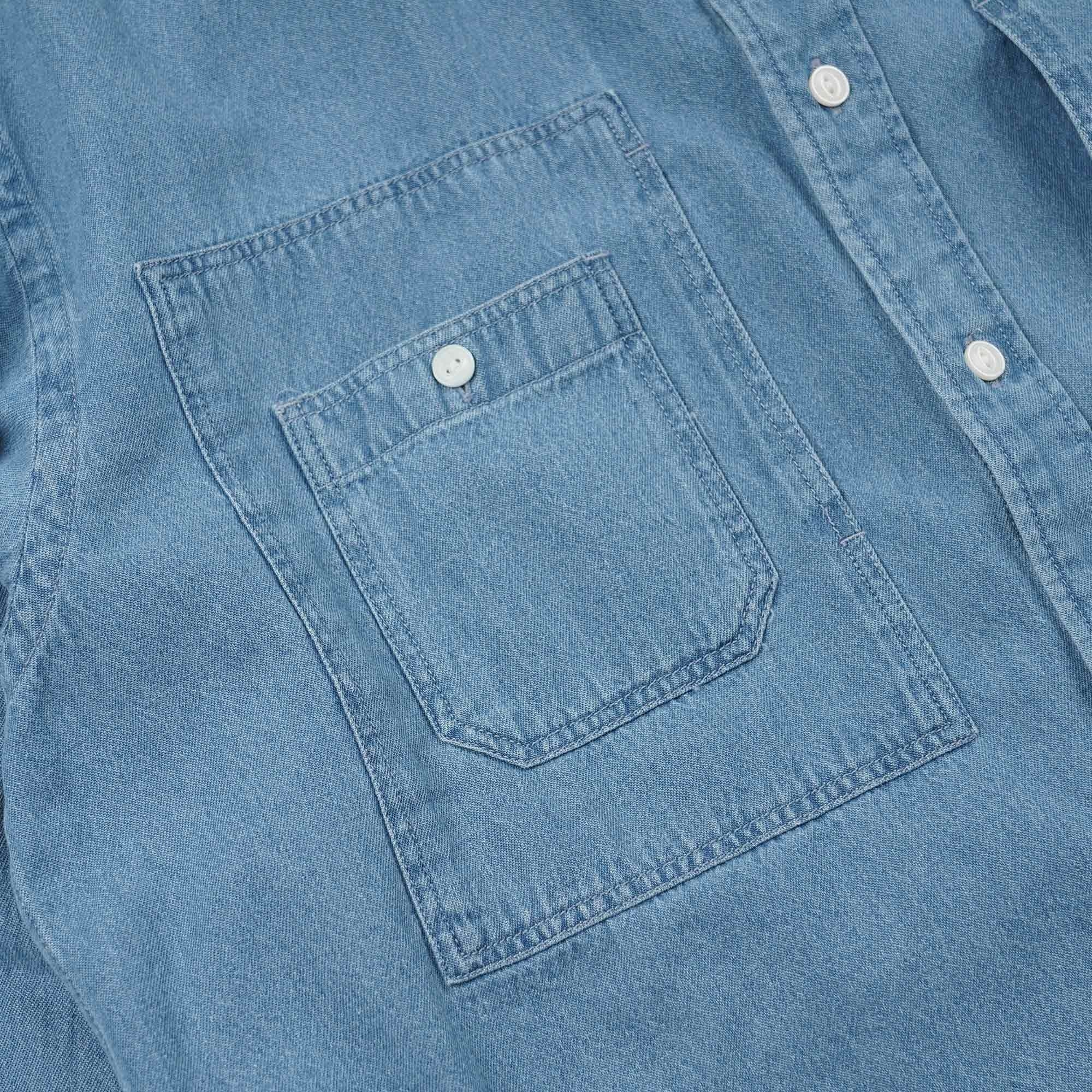 FrizmWORKS Bleached Denim Utility Shirt - Mid Blue